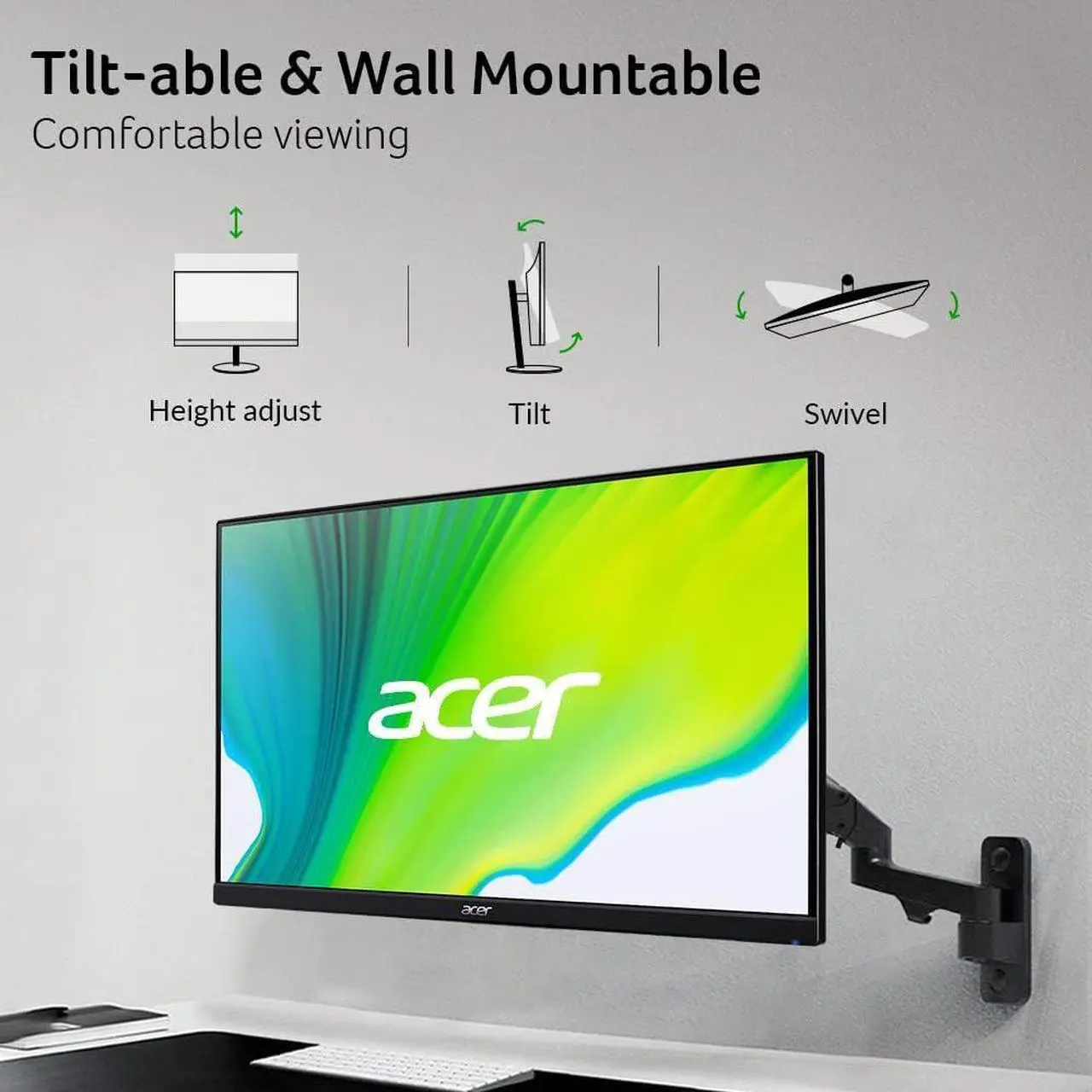 Alt view image 5 of 7 - Acer 23.8 Inch Ebi AMD FreeSync Full HD IPS Monitor with ZeroFrame Design and 1ms Response Time