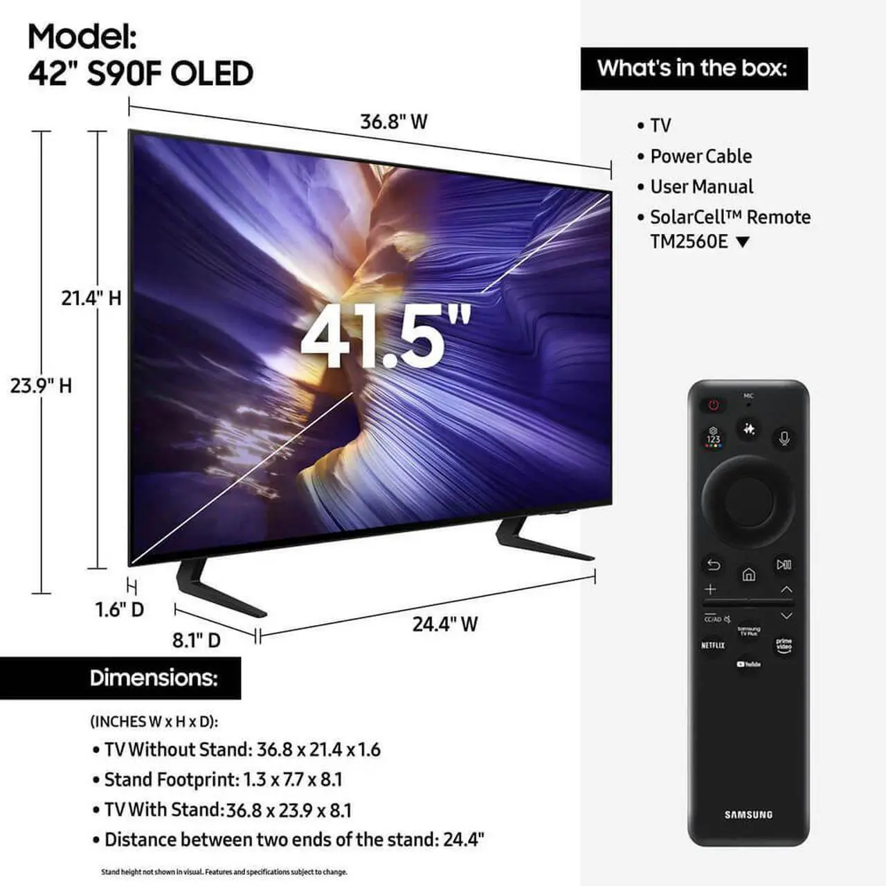 Alt view image 6 of 7 - Samsung QN42S90F 42 inch Class OLED 4K S90F Vision AI Smart TV (2025)