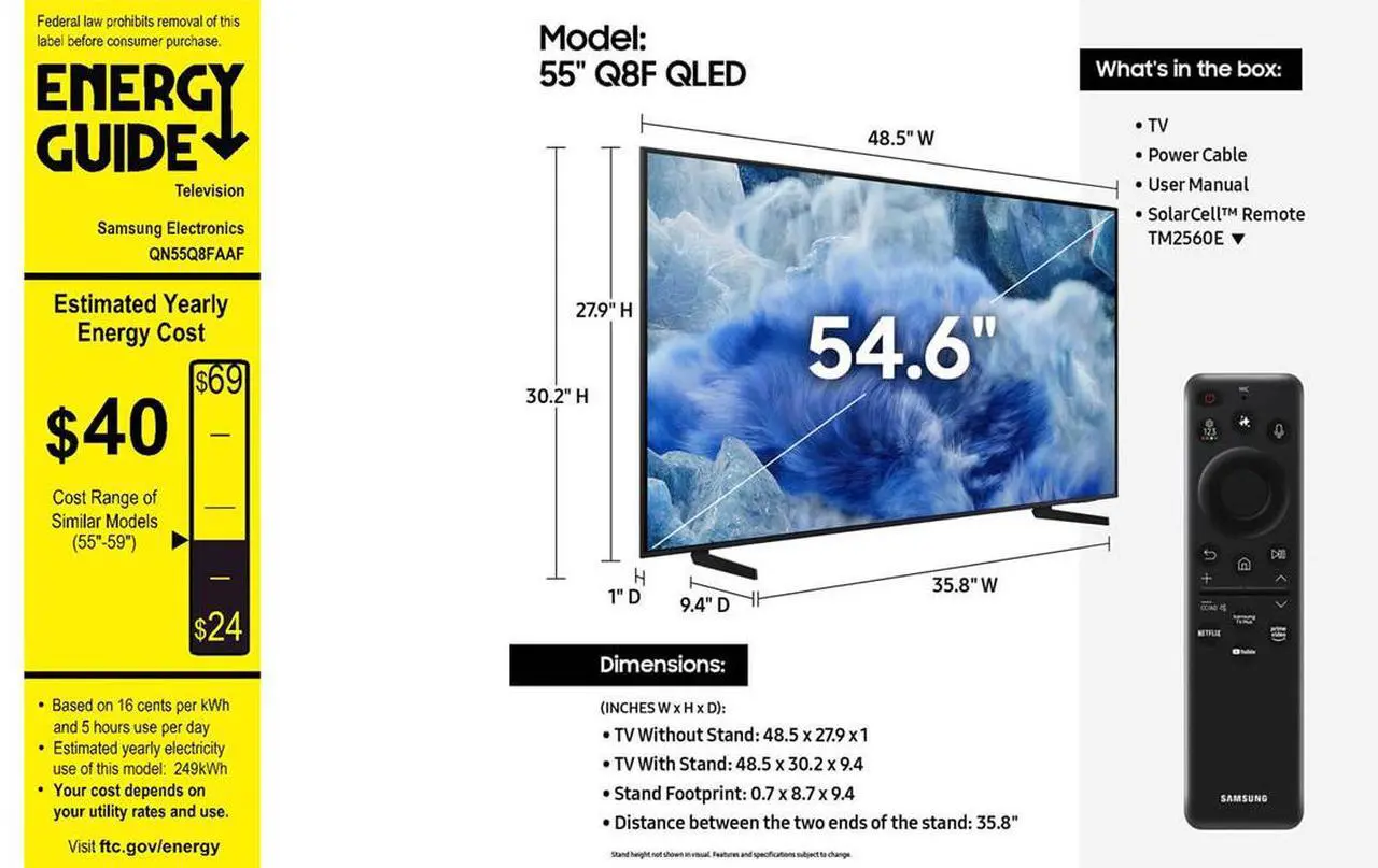 Alt view image 5 of 7 - Samsung 55 inch Class Q8F Series QLED 4K Vision AI Smart TV