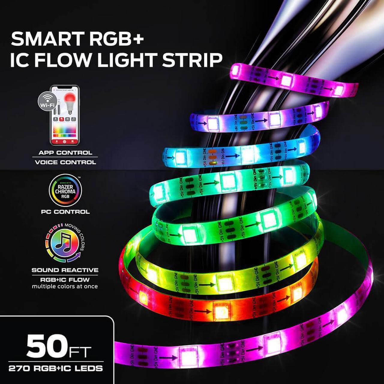Alt view image 2 of 7 - Monster MLW71003RGB 50 Ft. RGB + IC Flow Smart Light Strip
