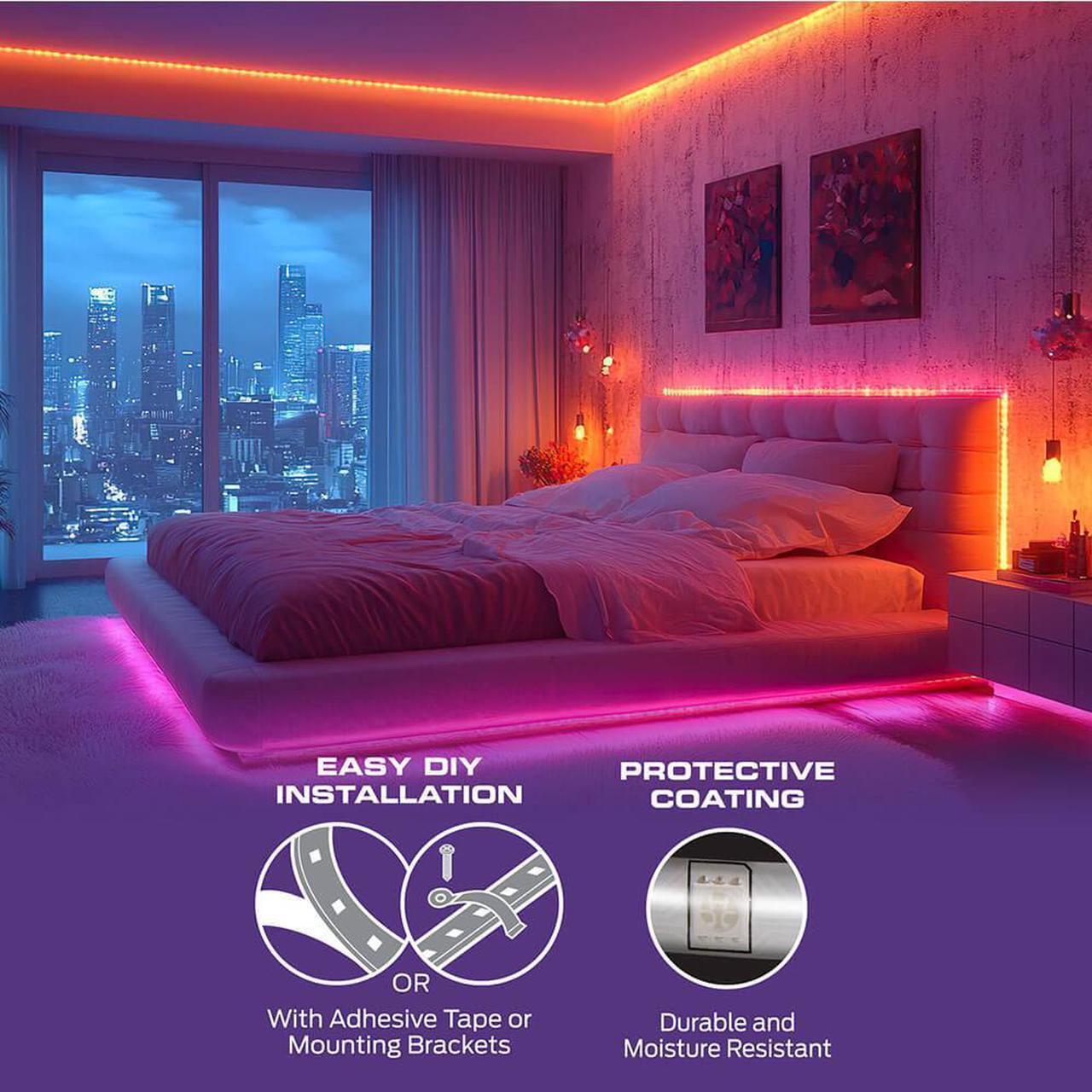 Alt view image 4 of 7 - Monster MLW71003RGB 50 Ft. RGB + IC Flow Smart Light Strip