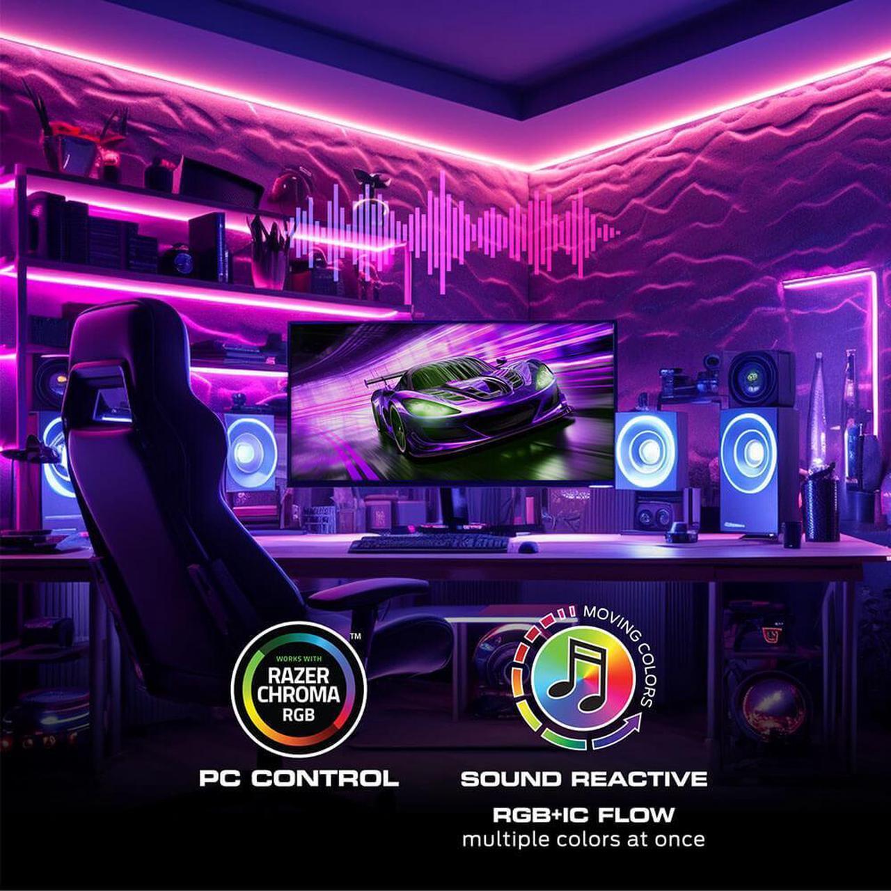 Alt view image 3 of 7 - Monster MLW71003RGB 50 Ft. RGB + IC Flow Smart Light Strip
