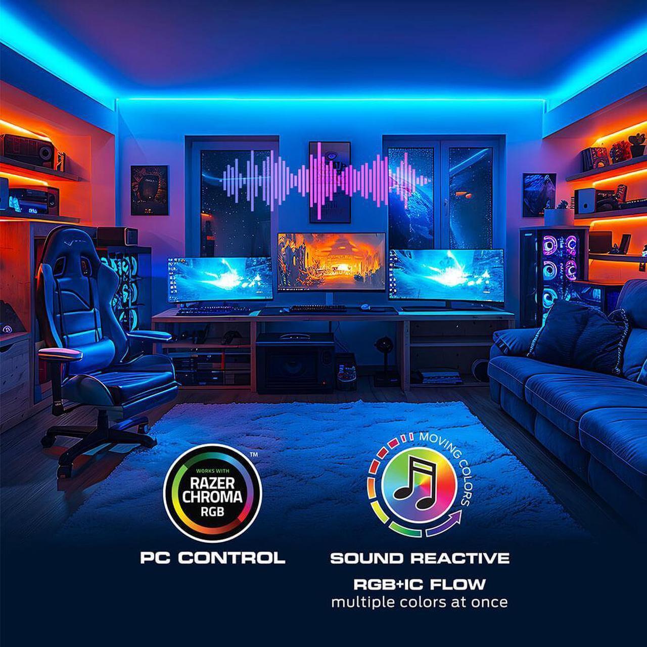 Alt view image 3 of 7 - Monster MLW71004RGB 100 Ft. RGB + IC Flow Smart Light Strip