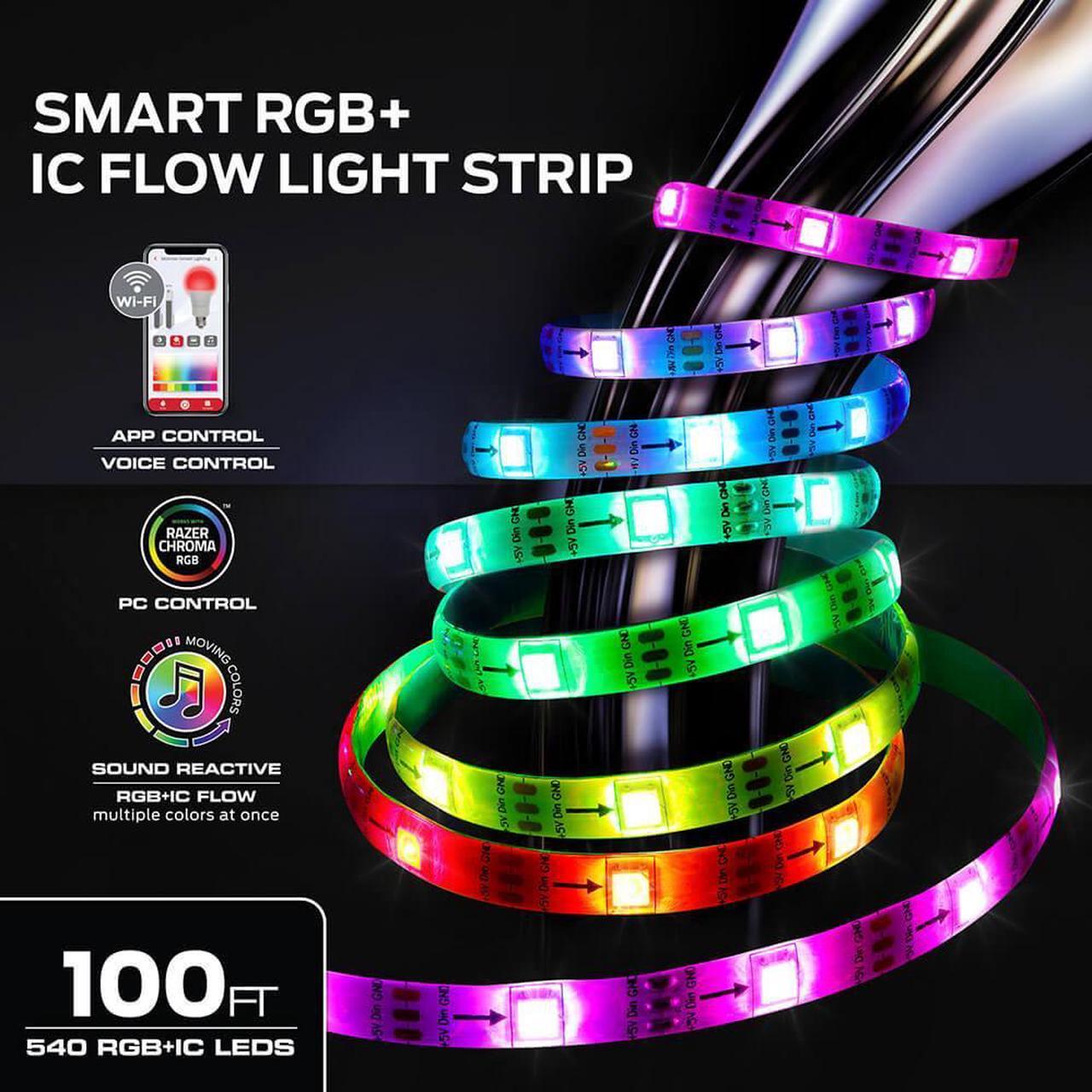 Alt view image 2 of 7 - Monster MLW71004RGB 100 Ft. RGB + IC Flow Smart Light Strip