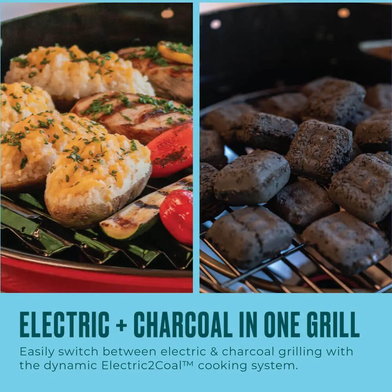 Alt view image 4 of 7 - Char-Broil 25302146 Bistro Pro Electric Grill and Griddle with Charcoal Mode - Red