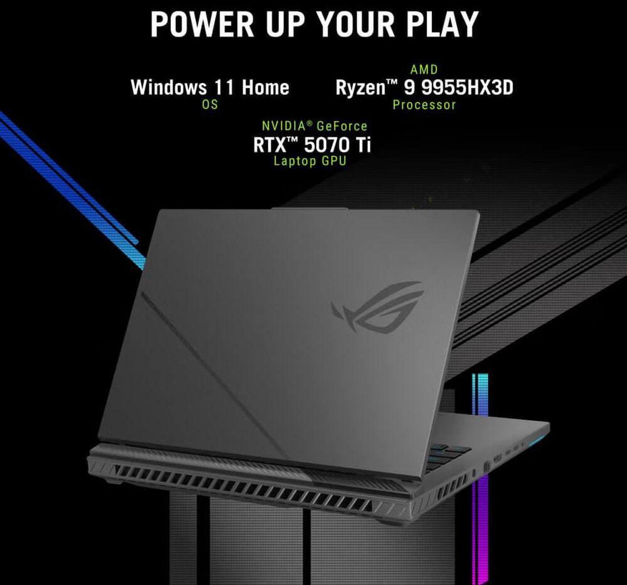 Alt view image 2 of 14 - Asus G614FRDS96 16 inch ROG Strix G16 Gaming Laptop - AMD Ryzen 9 9955HX3D Processor - NVIDIA GeForce RTX 5070 Ti Lapto