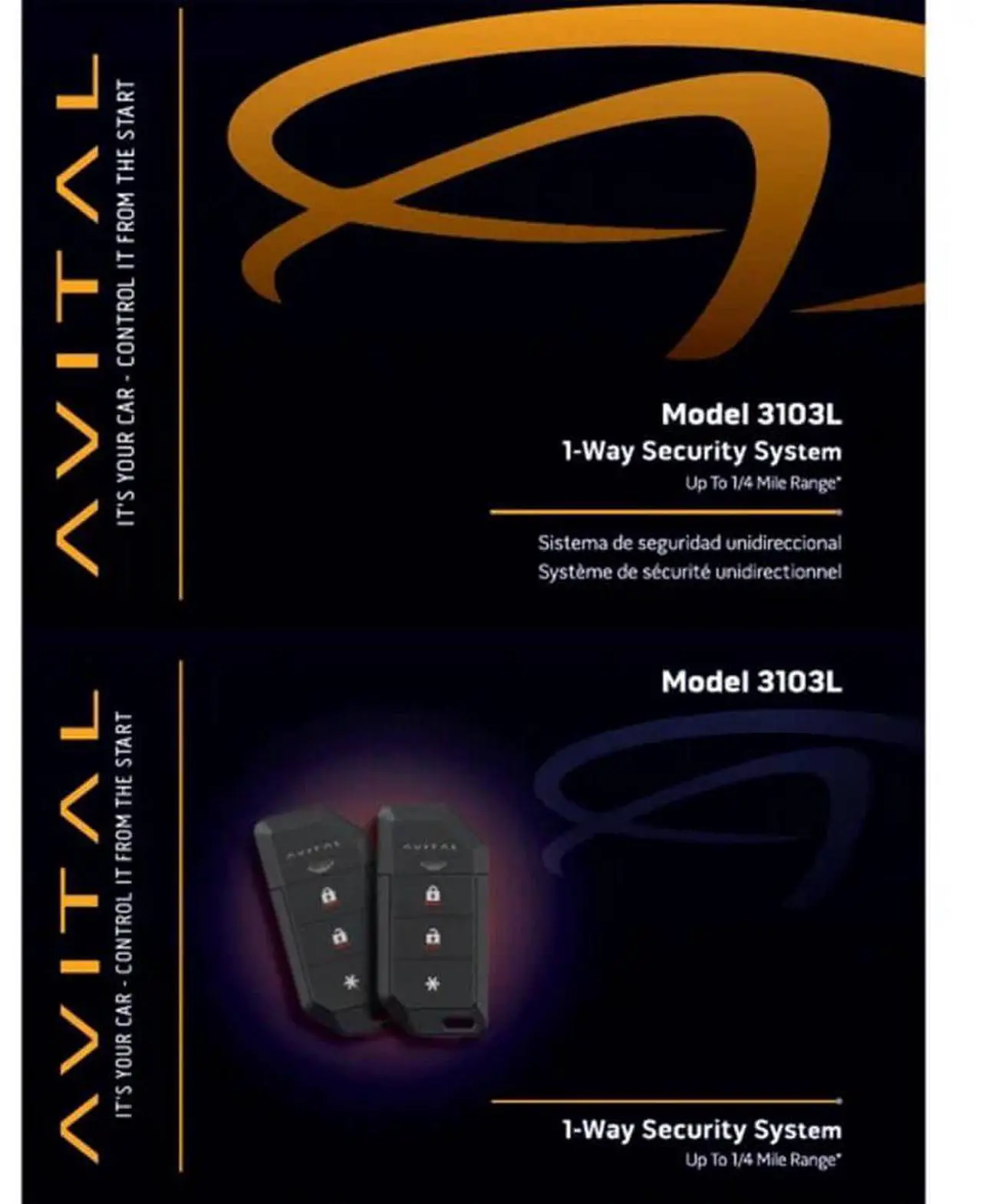 Alt view image 4 of 4 - Avital 3103L 1-Way Security System with Keyless Entry/Impact Sensor
