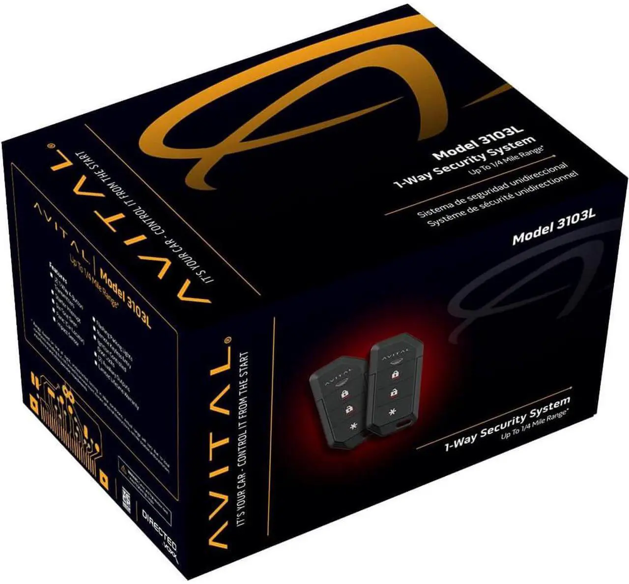 Alt view image 3 of 4 - Avital 3103L 1-Way Security System with Keyless Entry/Impact Sensor