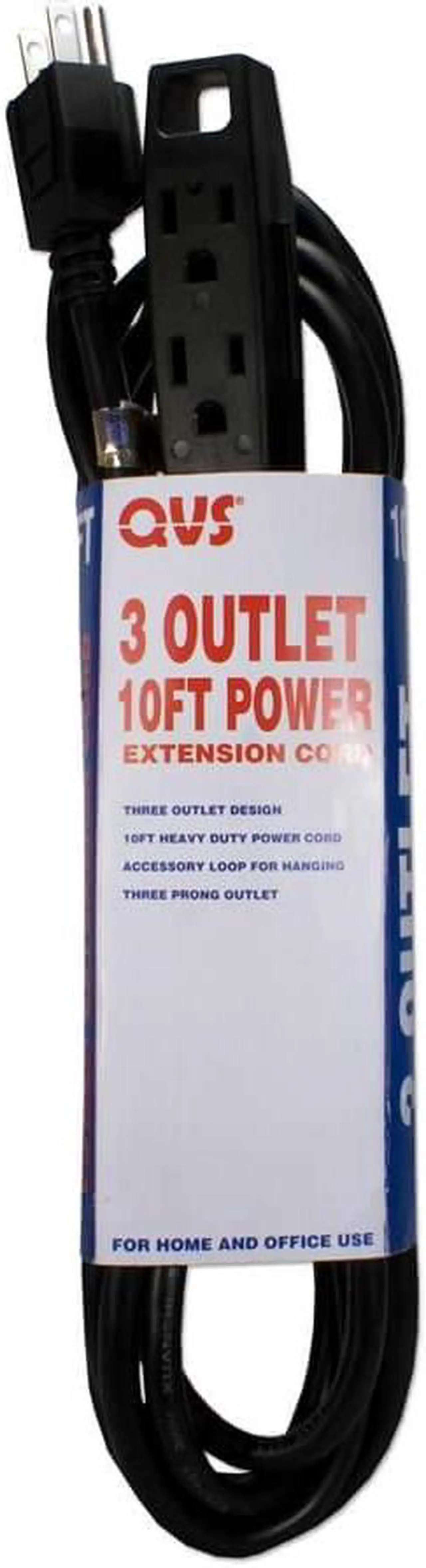 Alt view image 9 of 15 - QVS PC3PX-10 3 Outlets Power Strip 125V Input Voltage 10 ft. Cord Length