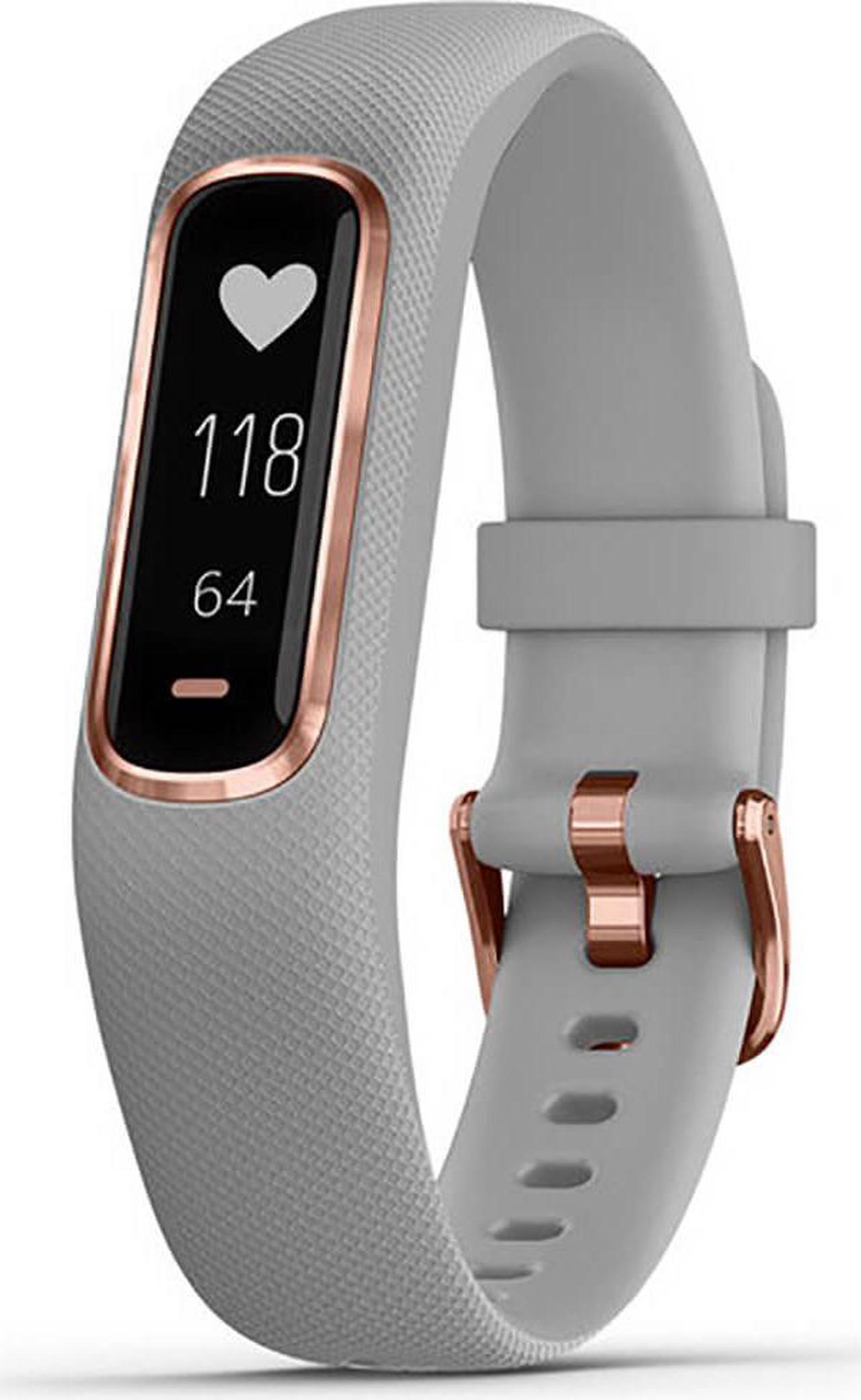 Alt view image 9 of 20 - Garmin Vivosmart 4 Gray with Rose Gold Hardware Small/Medium Size (010-01995-12)
