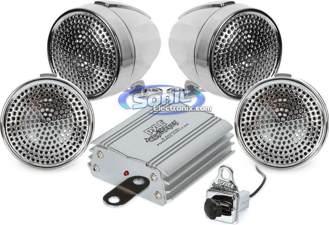 Alt view image 10 of 12 - NEW PAIR PYLE PLMCA90 MOTORCYCLE/ATV 4 SPEAKER SOUND SYSTEM SD/USB 3.5mm INPUT