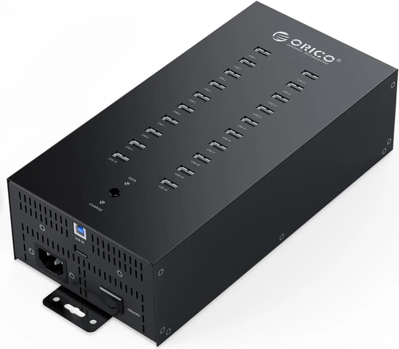Main image of ORICO Industrial USB Hub, 20 Ports Mountable 150W Powered Industrial Grade USB 2.0 Hub, Full Metal Case, High-Speed Data Transfer