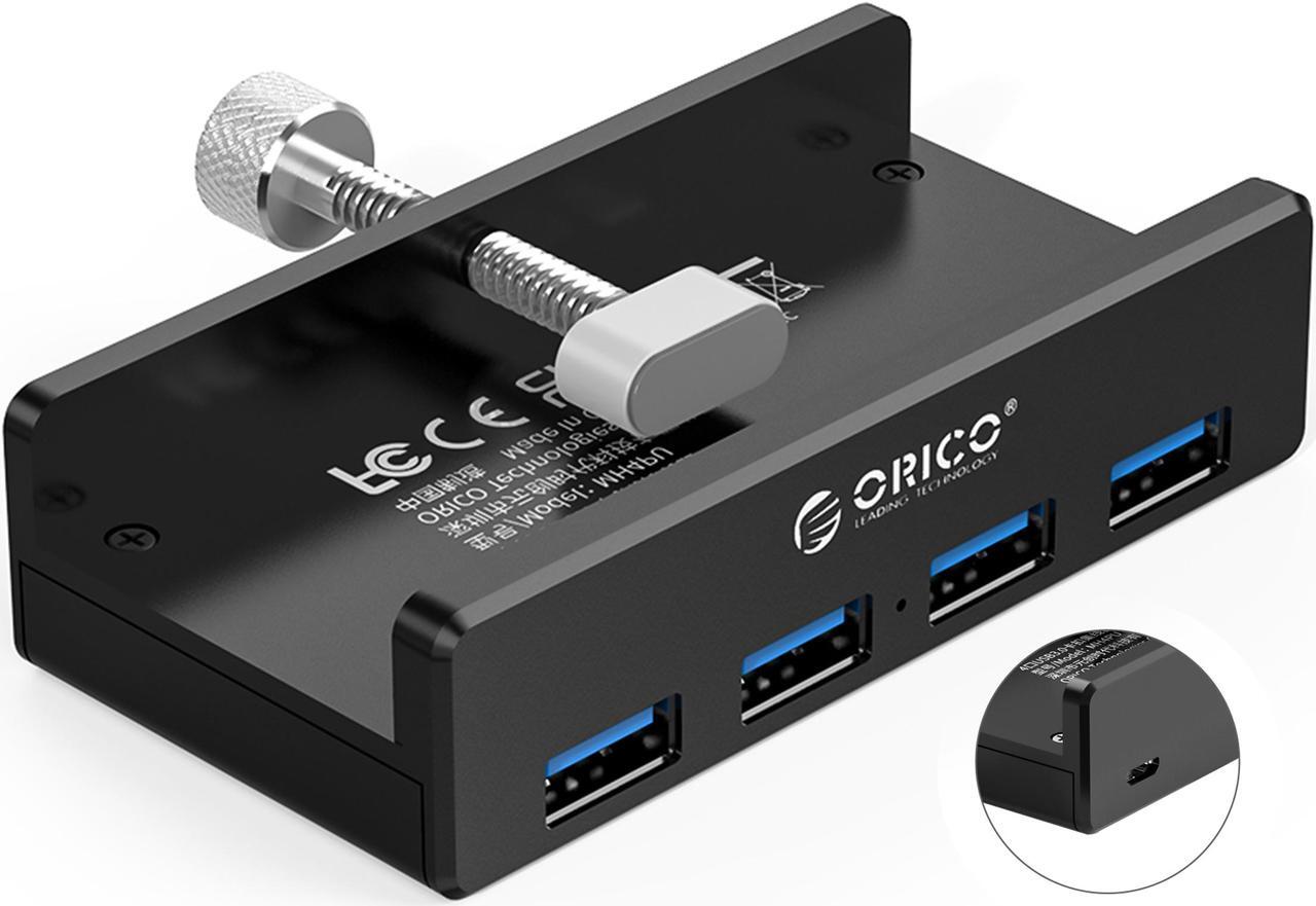 Main image of ORICO USB 3.0 HUB, Monitor-Edge and Desk-Edge USB 3.0 4-Port Clip-Type Hub, Extra Power Supply, Space-Saving, Compact USB 3.0 Clamp Hub, Ultra-Portable Travel Hub for Laptop
