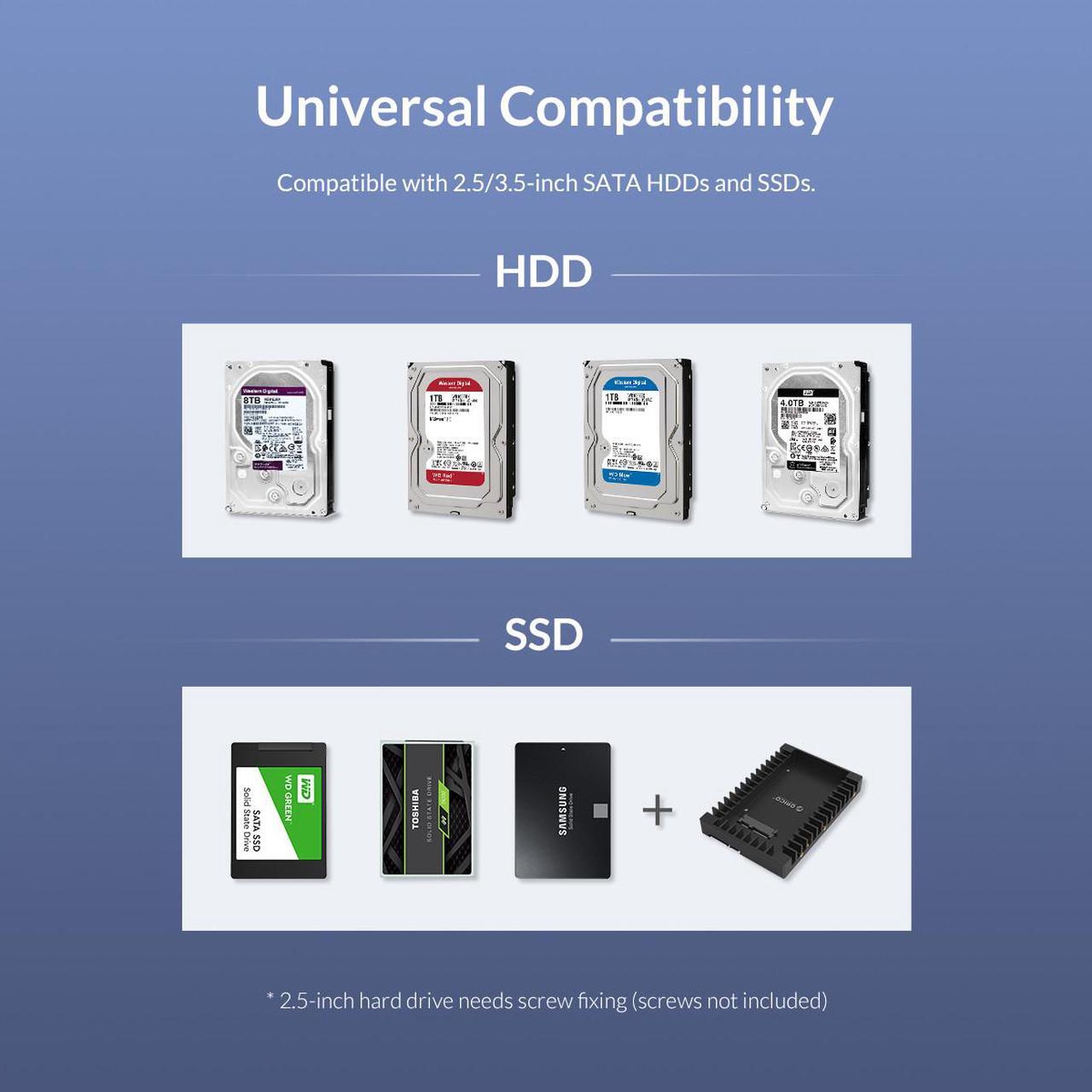 Alt view image 6 of 7 - ORICO 4 Bay Daisy Chain Hard Drive Enclosure Aluminum USB3.1 Gen2 10Gbps Type-C Hard Drive Docking Station for 2.5/3.5 HDD SSD Support Storage Expansion Up to 192 TB for Data Storage