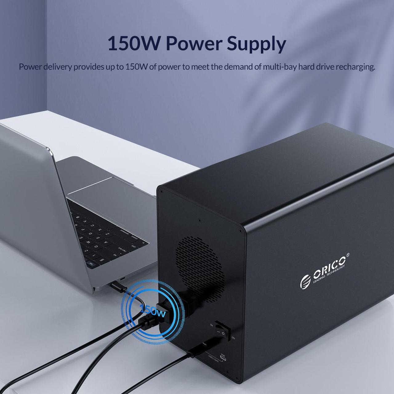 Alt view image 3 of 7 - ORICO 4 Bay Daisy Chain Hard Drive Enclosure Aluminum USB3.1 Gen2 10Gbps Type-C Hard Drive Docking Station for 2.5/3.5 HDD SSD Support Storage Expansion Up to 192 TB for Data Storage