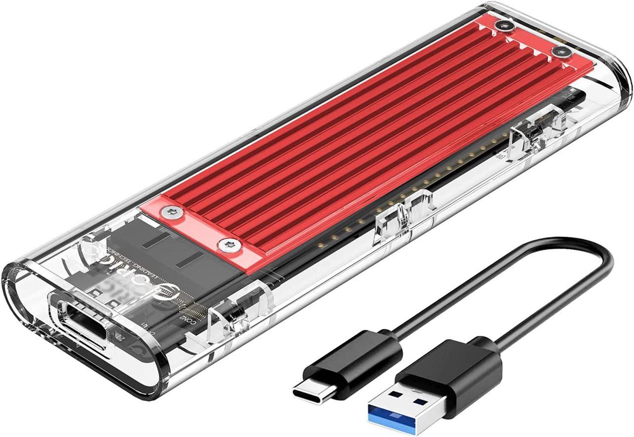 ORICO M.2 to Type-C SSD Enclosure NGFF Transparent USB3.1 Type-C 6Gbps Support UASP 2TB for PCIE NGFF SATA B key SSD Disk - Red