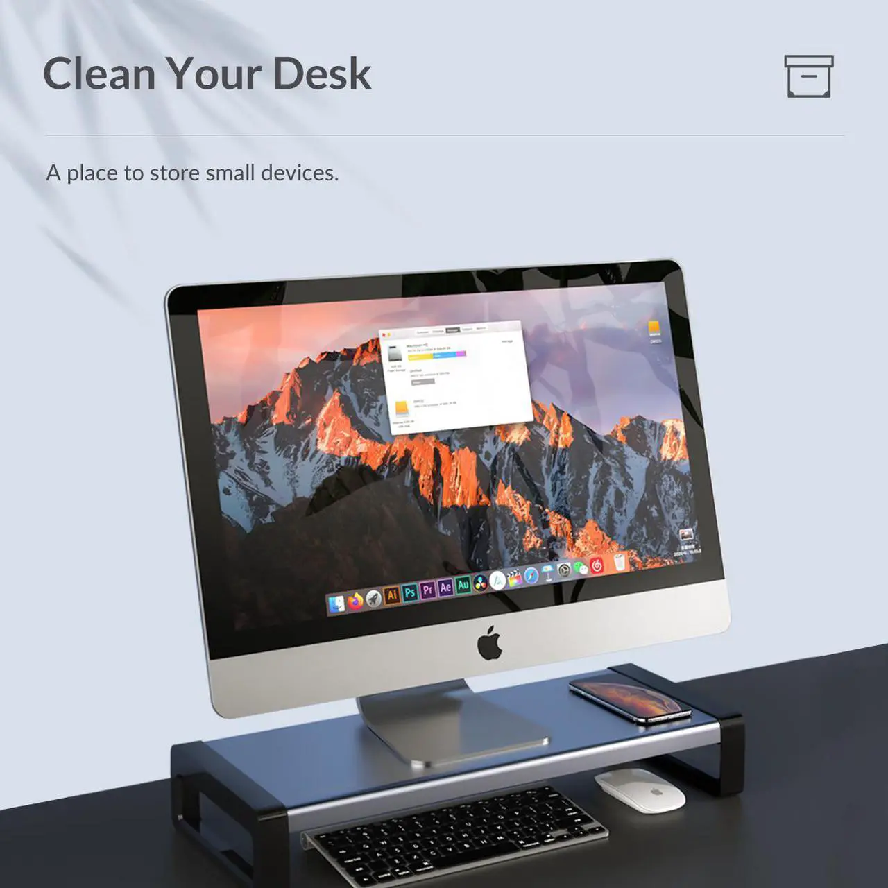 Alt view image 2 of 7 - ORICO Aluminum Monitor Stand Riser with USB3.0 HUB 1x QC 3.0 Port Universal Computer Stand Holder Desk Organizer for PC Laptop Notebook MacBook with Storage Organizer Space