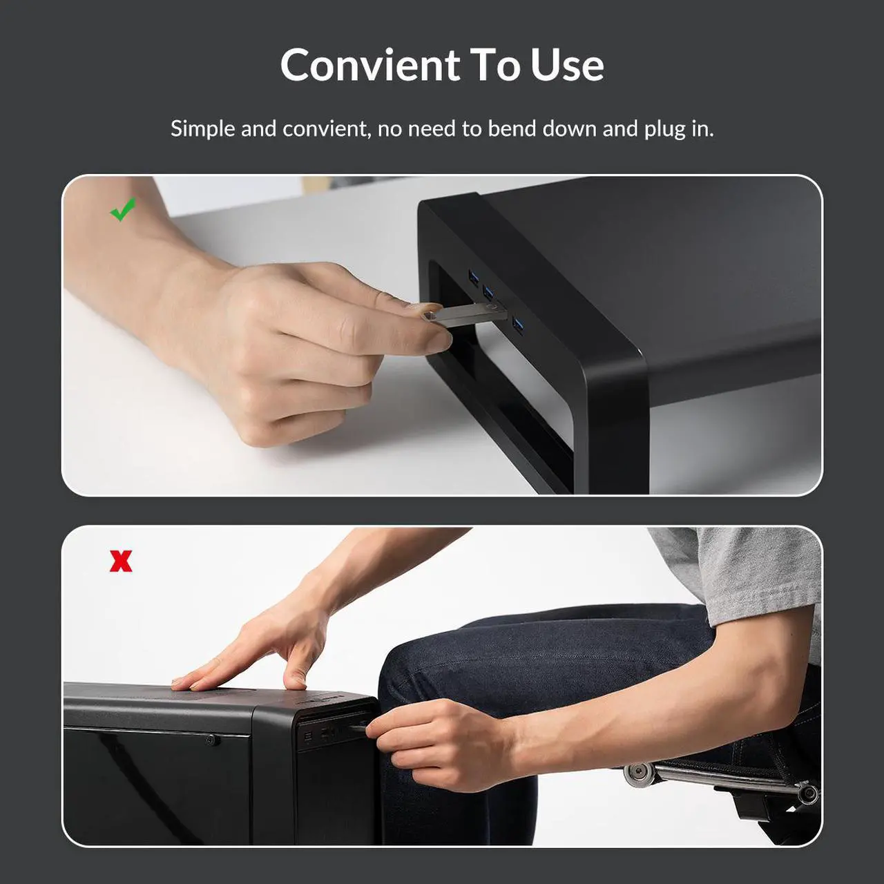 Alt view image 3 of 7 - ORICO Aluminum Monitor Stand Riser with USB3.0 HUB 1x QC 3.0 Port Universal Computer Stand Holder Desk Organizer for PC Laptop Notebook MacBook with Storage Organizer Space
