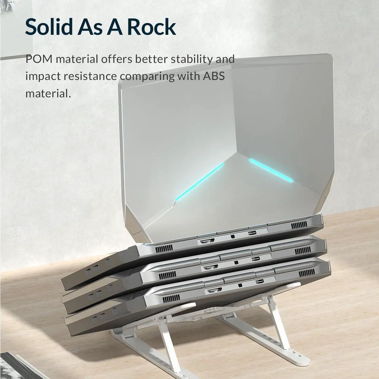 Alt view image 4 of 7 - POM Laptop Stand, ORICO Laptop Holder Riser Computer Tablet Stand, 7 Angles Adjustable Ergonomic Foldable Portable Desktop Holder Compatible with MacBook,iPad,  Lenovo 10-15.6”