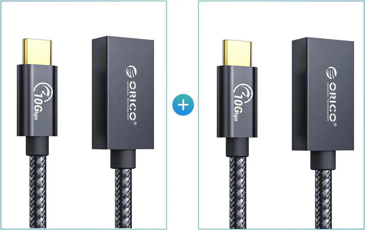 Main image of 2-Pack ORICO USB C Male to USB A Female Cable, Type C to USB Adapter 10Gbps Data Sync, USB C Male to USB A 3.1 Gen 2 Converter with PD60W 5V 3A Charging for Laptop, Power Bank-0.3M 0.98ft