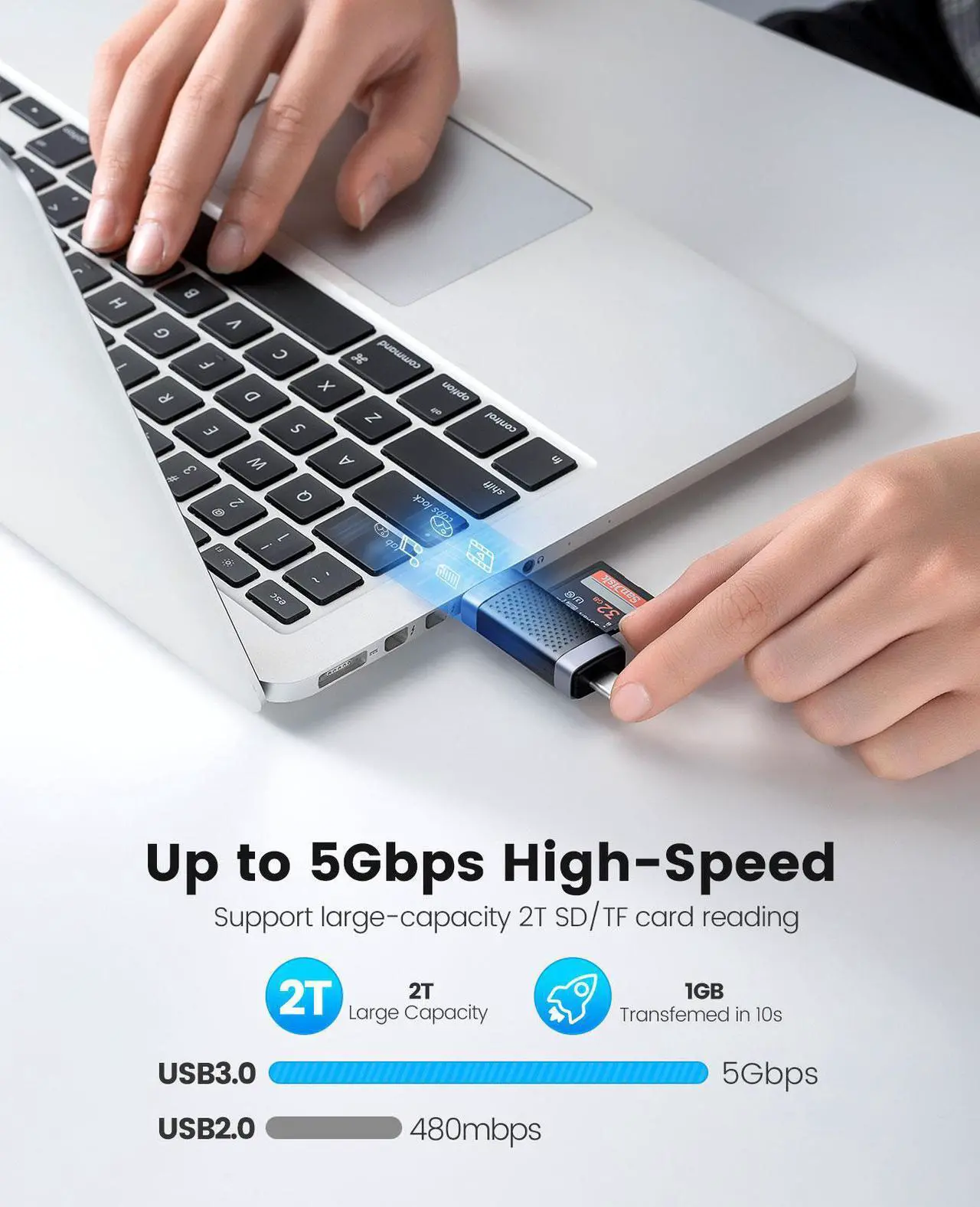 Alt view image 4 of 7 - ORICO Type C USB2.0 SD TF Card Reader Memory Portable Smart Card Reader to SDXC, SDHC, MMC Memory Card Adapter PC Laptop Accessories