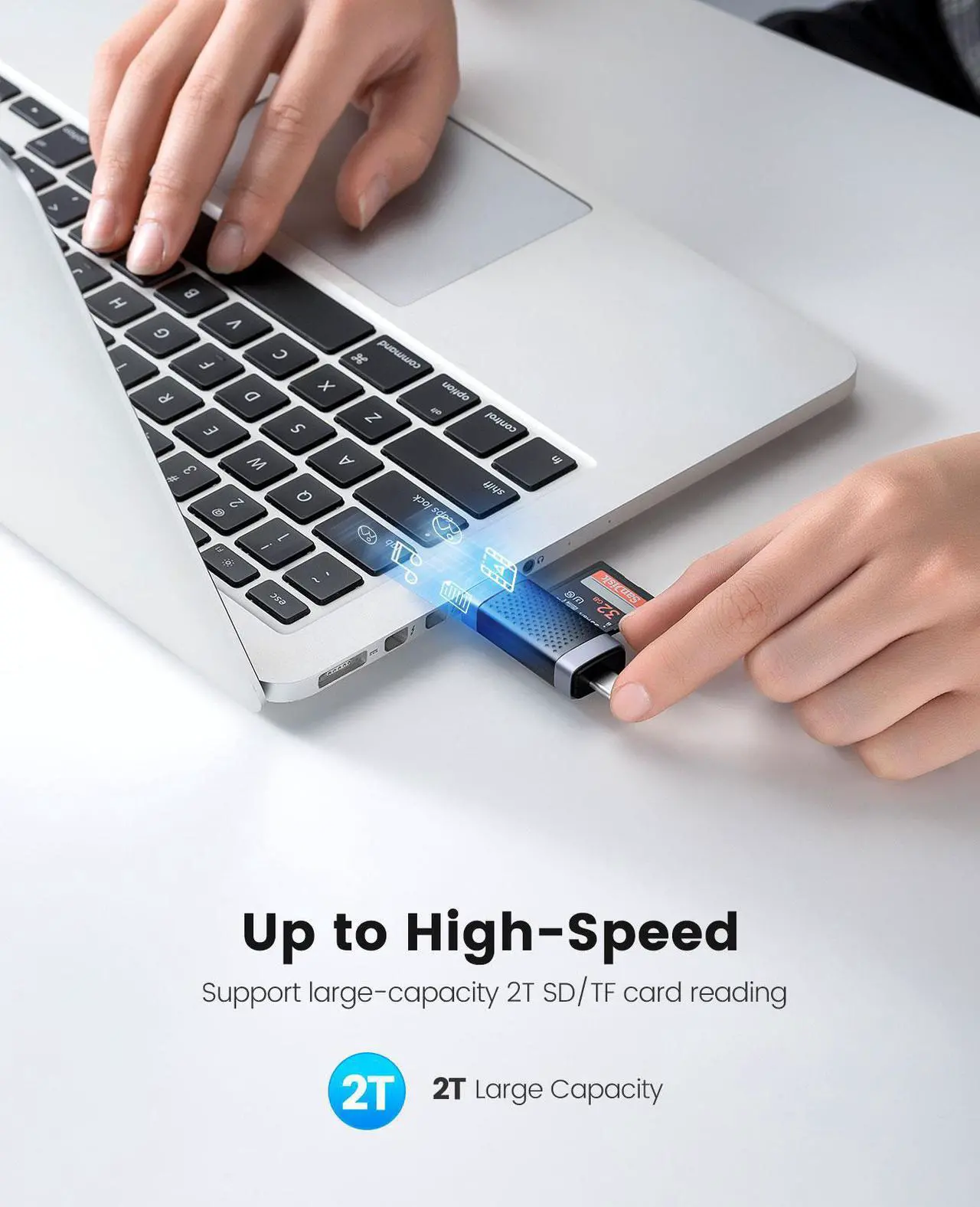 Alt view image 5 of 7 - ORICO Type C USB2.0 SD TF Card Reader Memory Portable Smart Card Reader to SDXC, SDHC, MMC Memory Card Adapter PC Laptop Accessories