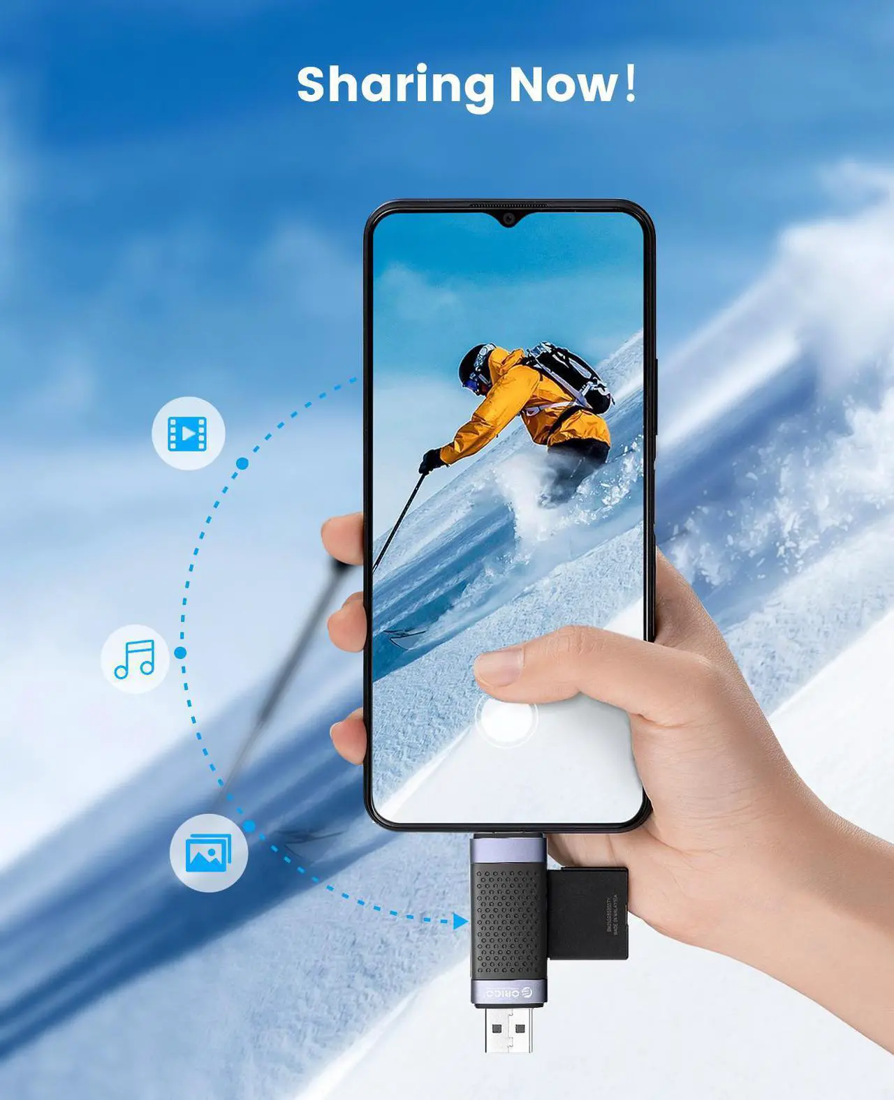 Alt view image 2 of 7 - ORICO Type C USB2.0 SD TF Card Reader Memory Portable Smart Card Reader to SDXC, SDHC, MMC Memory Card Adapter PC Laptop Accessories
