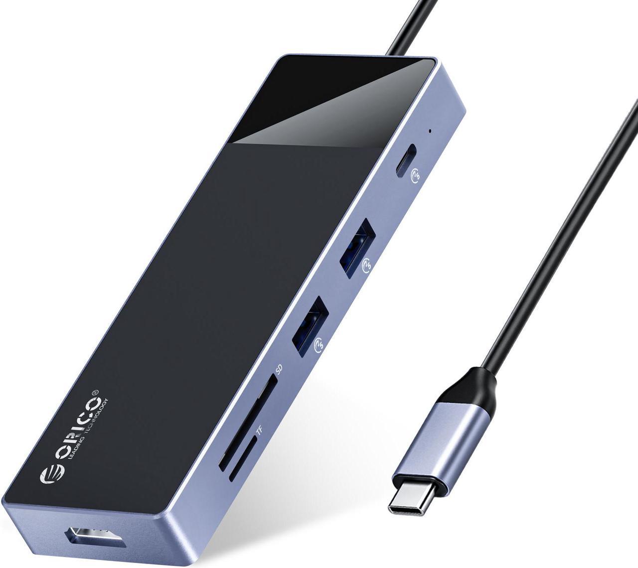 ORICO USB C Dock, 10 in 1 USB3.0 5Gbps USB-C HUB PD100W 4K@30Hz RJ45  for MacBook Air PC