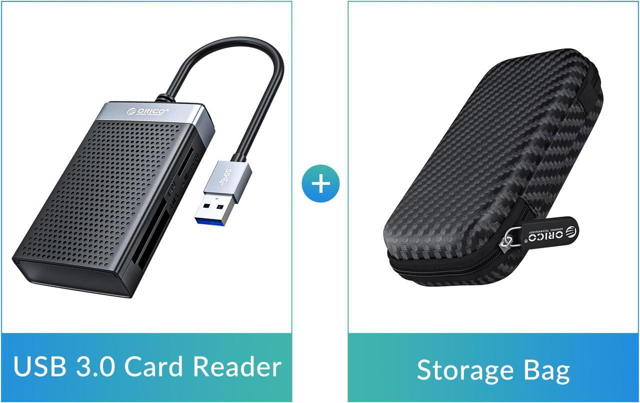 Main image of ORICO USB 3.0 Card Reader 4 in 1  SD TF CF MS Memory Smart Card Reader Compact Flash Card Adapter 15cm Cable for Laptop, Phone USB 3.0 Single Read USB 3.0 Card Reader & Case