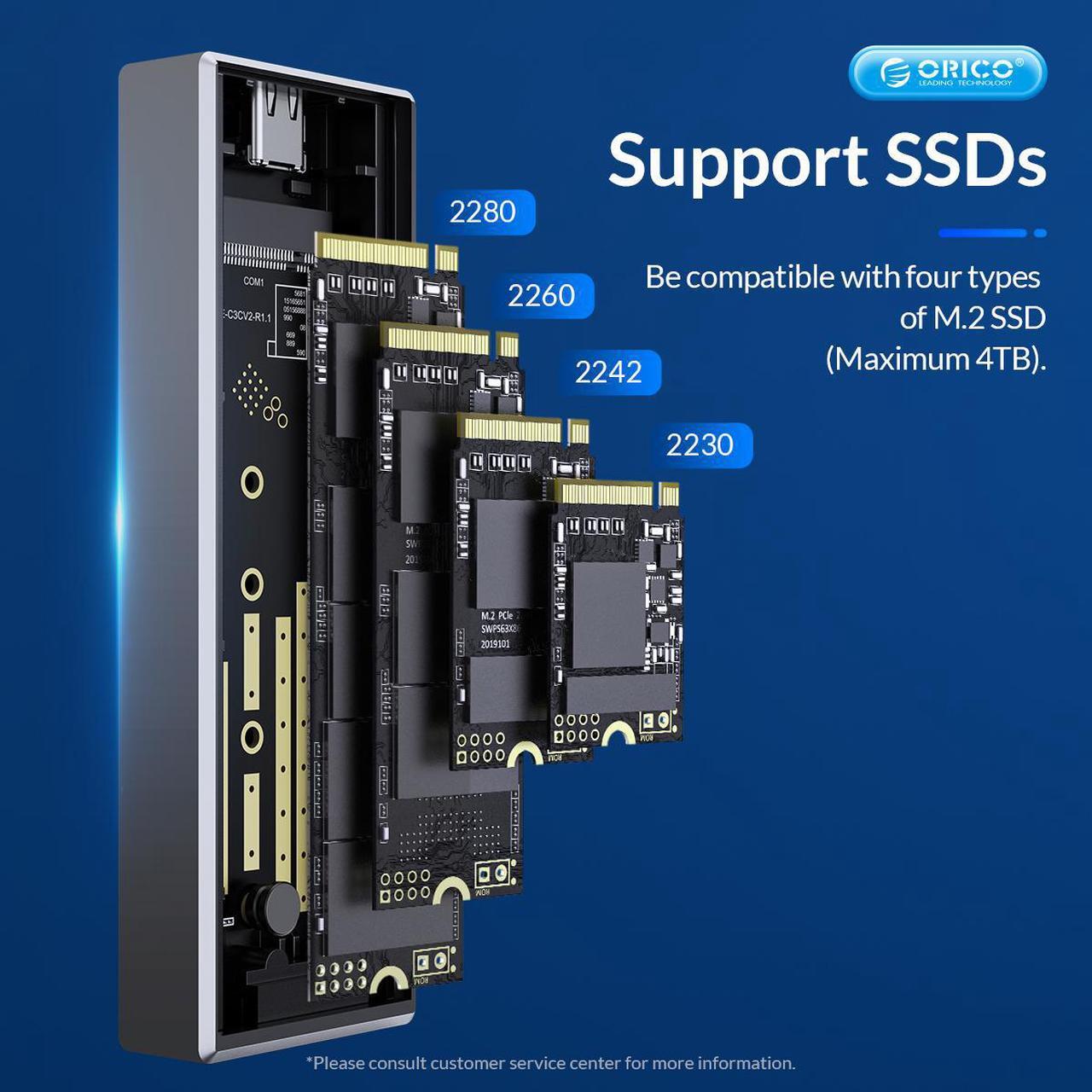 Alt view image 6 of 7 - ORICO 2.5" Transparent USB 3.0 to SATA 3.0 External Hard Drive Disk Enclosure for 2.5" HDD / SSD + M.2 NVMe SSD Enclosure USB 3.2 Gen2 10Gbps Type-C for PCIE NVMe SSD Disk