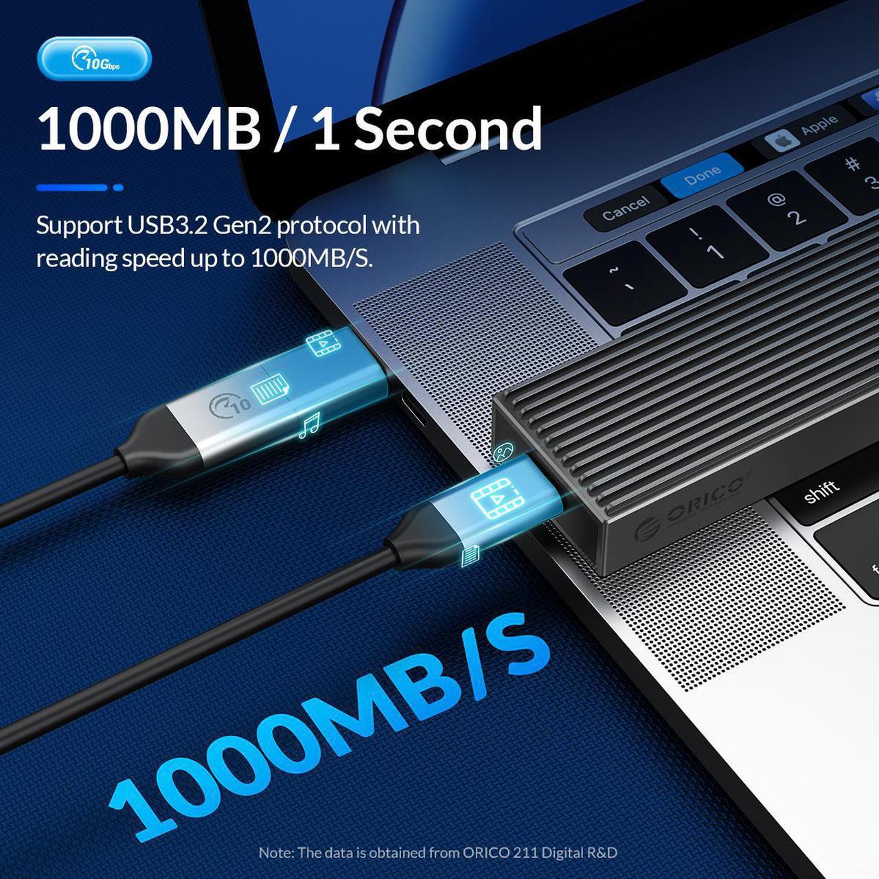 Alt view image 3 of 7 - ORICO 2.5" Transparent USB 3.0 to SATA 3.0 External Hard Drive Disk Enclosure for 2.5" HDD / SSD + M.2 NVMe SSD Enclosure USB 3.2 Gen2 10Gbps Type-C for PCIE NVMe SSD Disk