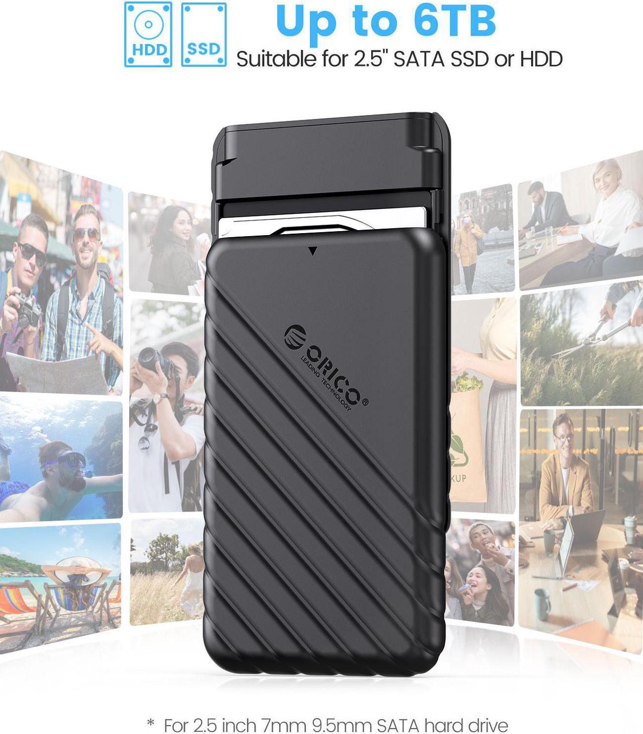 Alt view image 7 of 7 - ORICO 5 Packs 2.5 inch External Hard Drive Enclosure USB-C to SATAIII 6Gbps HDD SSD Storage Case for 7mm 9.5mm SATA HDD SSD Max 6TB Support UASP protocols and TRIM