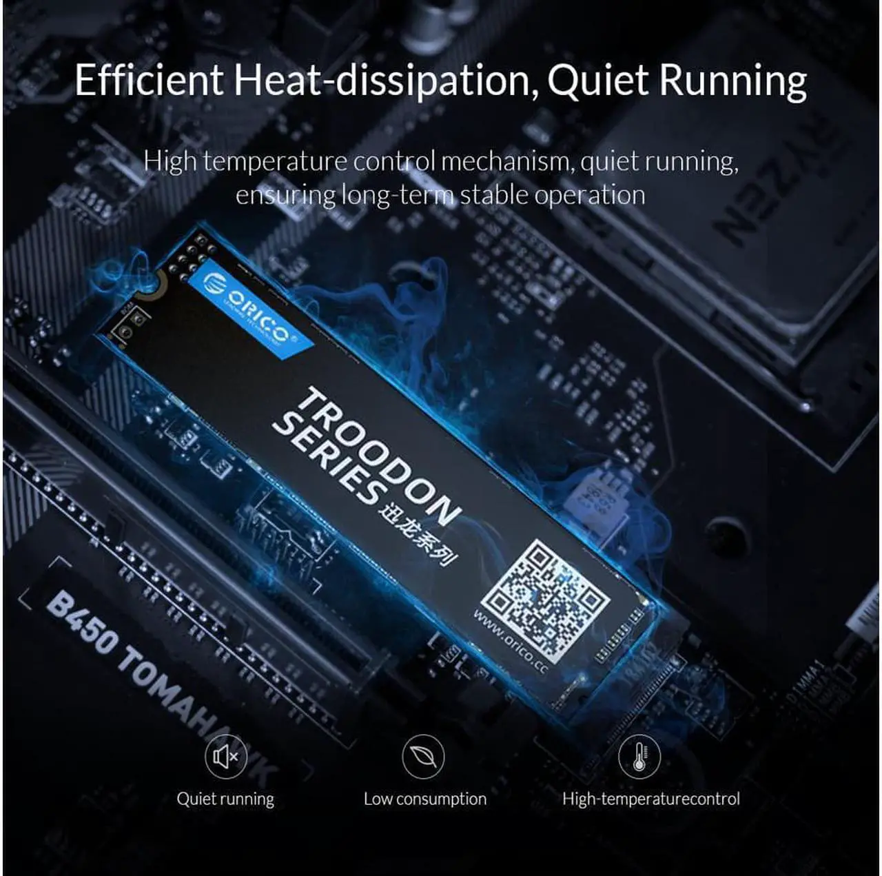 Alt view image 3 of 7 - ORICO M.2 NVMe SSD 1TB PCIe Gen3. X4, NVMe 1.3 64L 3D NAND QLC Internal Solid State Drive 2280 with M.2 NVMe SSD Enclosure