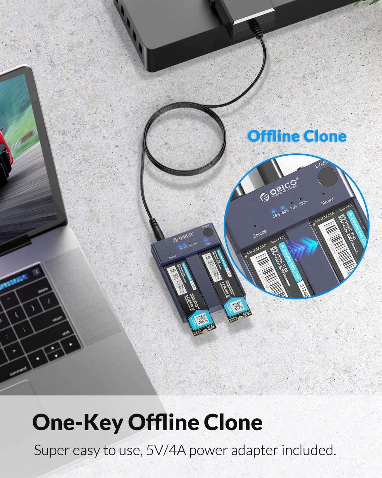 Orico M Nvme Cloner Dual Bay Nvme Docking Station Usb C To Nvme Ssd