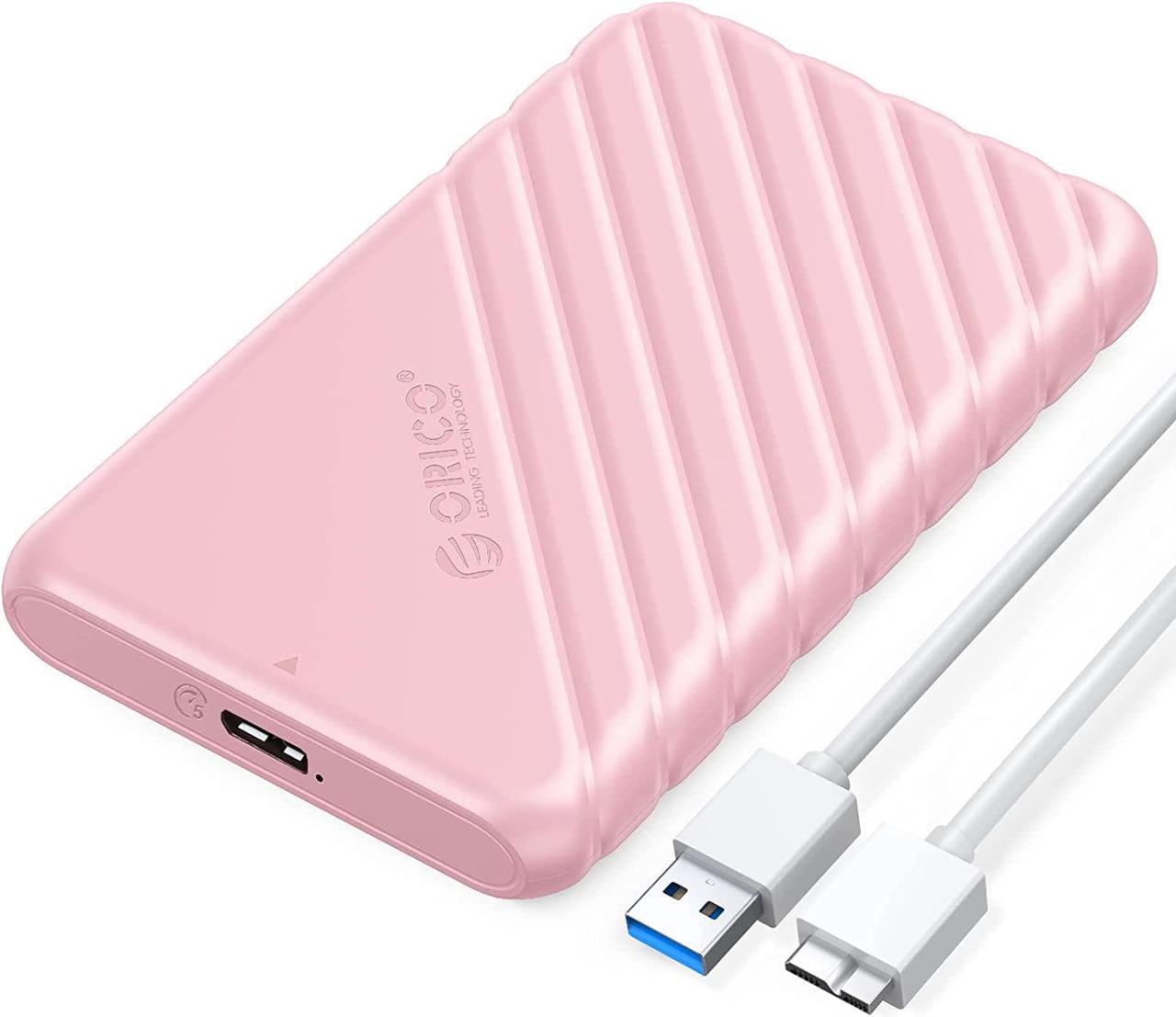 ORICO USB3.0 2.5 inch External Hard Drive Enclosure SATA 5Gbps HDD SSD Storage HDD Case Support Up to 6TB SSD UASP protocols and TRIM for PC Laptop Pink