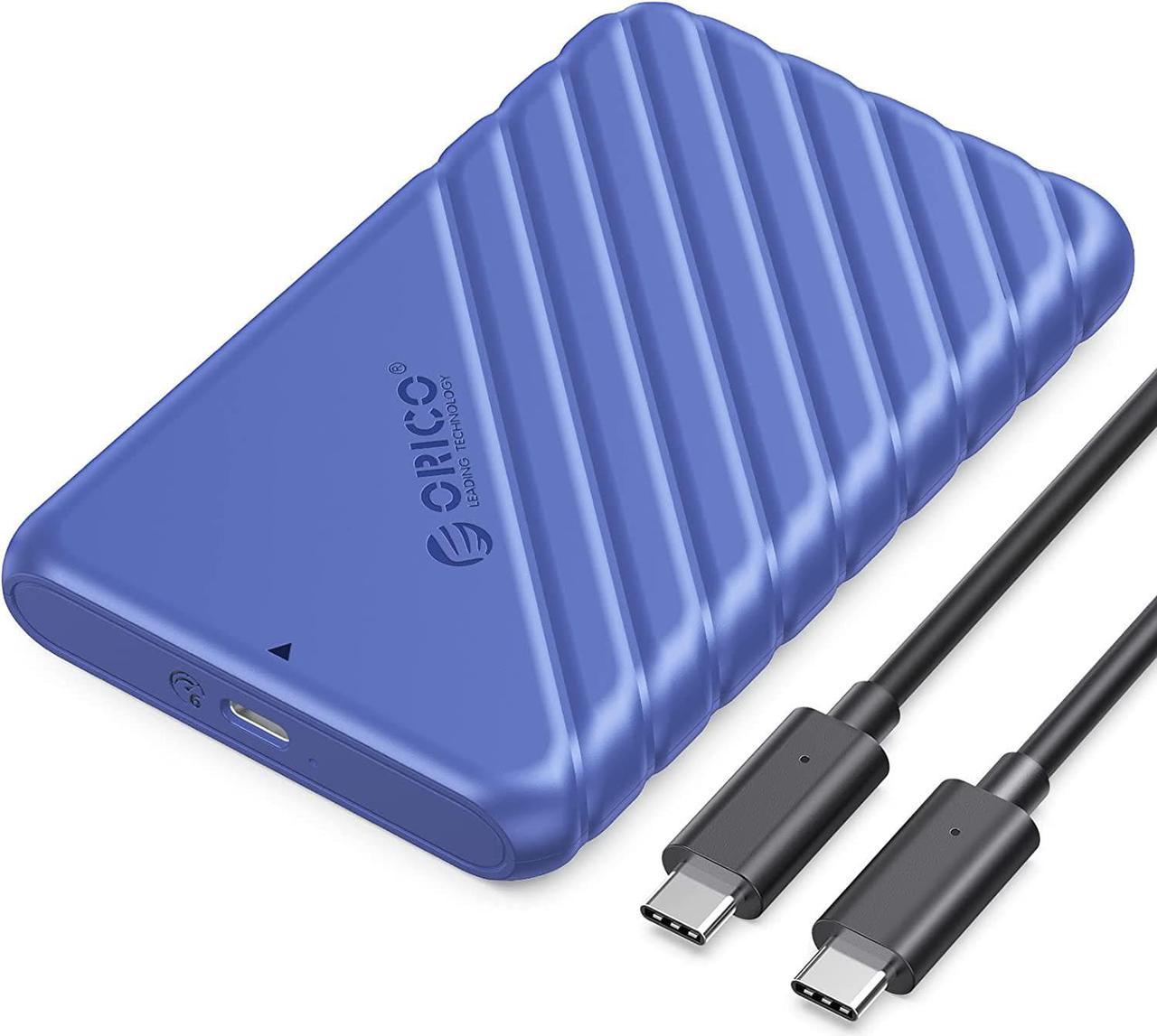 ORICO USB C 2.5-inch External Hard Drive Enclosure SATA 6Gbps HDD SSD Storage HDD Case Support Up to 6TB SSD UASP protocols and TRIM for PC Laptop with USB C to C Cable Blue