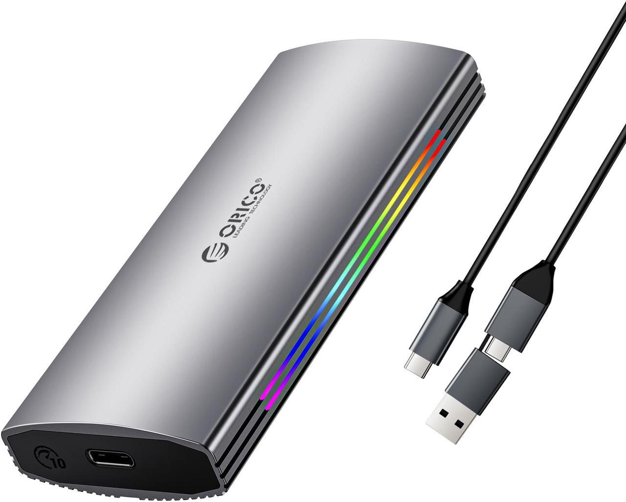 Main image of ORICO M.2 RGB NVMe SSD Enclosure Aluminum Alloy USB 3.1 Gen2 Type-C 10Gbps Support UASP for NVMe SSD Size 2230/2242/2260/2280 - Gray