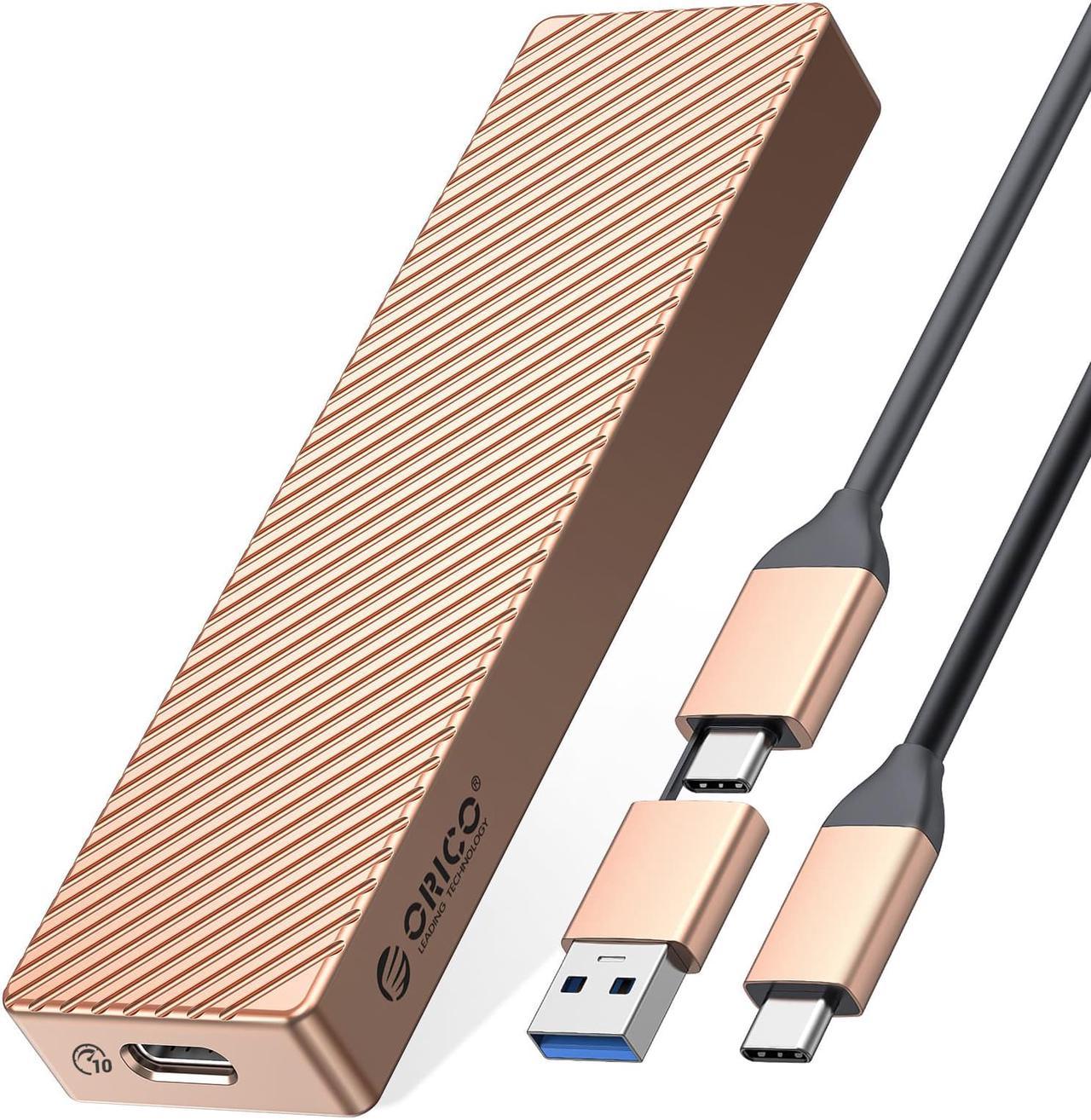 ORICO M.2 NVMe SATA Dual Protocols SSD Enclosure Adapter Aluminum 10Gbps USB 3.2 Gen2 with USB-C/USB-A 2-in-1 Data Cable Supports M-Key / B-Key or B&M-Key - Rose Gold