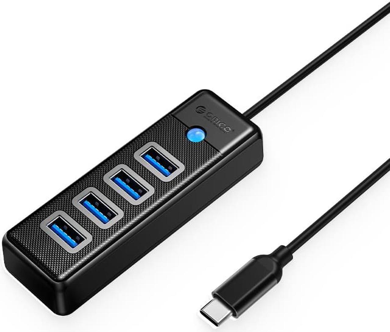 ORICO USB C to 4 Ports USB 3.0 HUB 5Gbps High Speed Multi Type C Splitter Ultra-Slim OTG Adapter 180cm Cable For PC Computer Accessories Macbook Pro Black