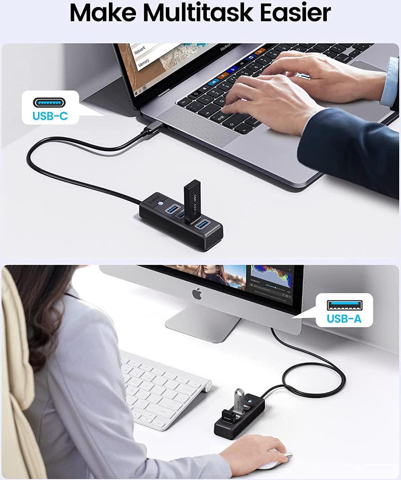 Alt view image 6 of 6 - ORICO USB C to 4 Ports USB 3.0 HUB 5Gbps High Speed Multi Type C Splitter Ultra-Slim OTG Adapter 100cm Cable For PC Computer Accessories Macbook Pro