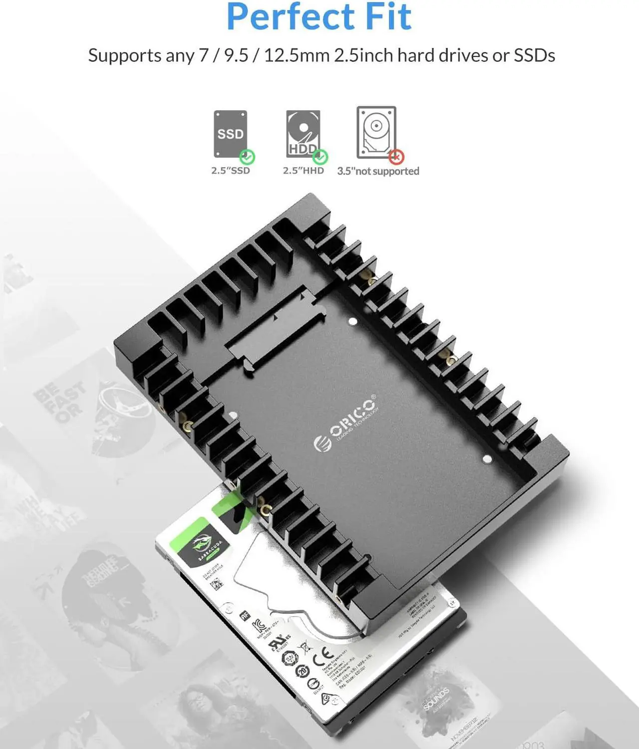 Alt view image 2 of 7 - [2Packs] ORICO 2.5 SSD SATA to 3.5 Hard Drive Adapter Internal Drive Bay Converter Mounting Bracket Caddy Tray for 7 / 9.5 / 12.5mm 2.5 inch HDD / SSD with SATA III Interface