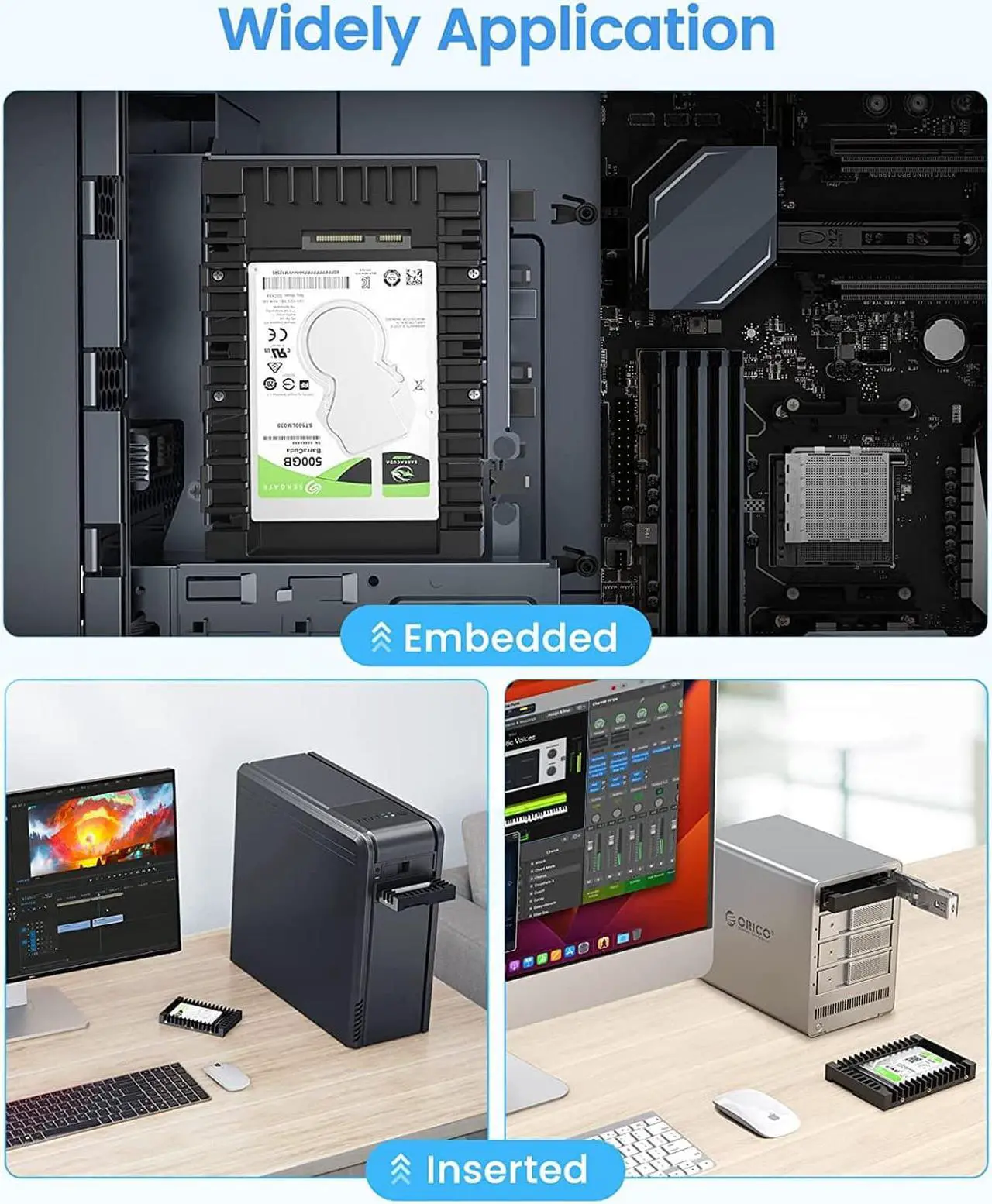 Alt view image 6 of 7 - [2Packs] ORICO 2.5 SSD SATA to 3.5 Hard Drive Adapter Internal Drive Bay Converter Mounting Bracket Caddy Tray for 7 / 9.5 / 12.5mm 2.5 inch HDD / SSD with SATA III Interface