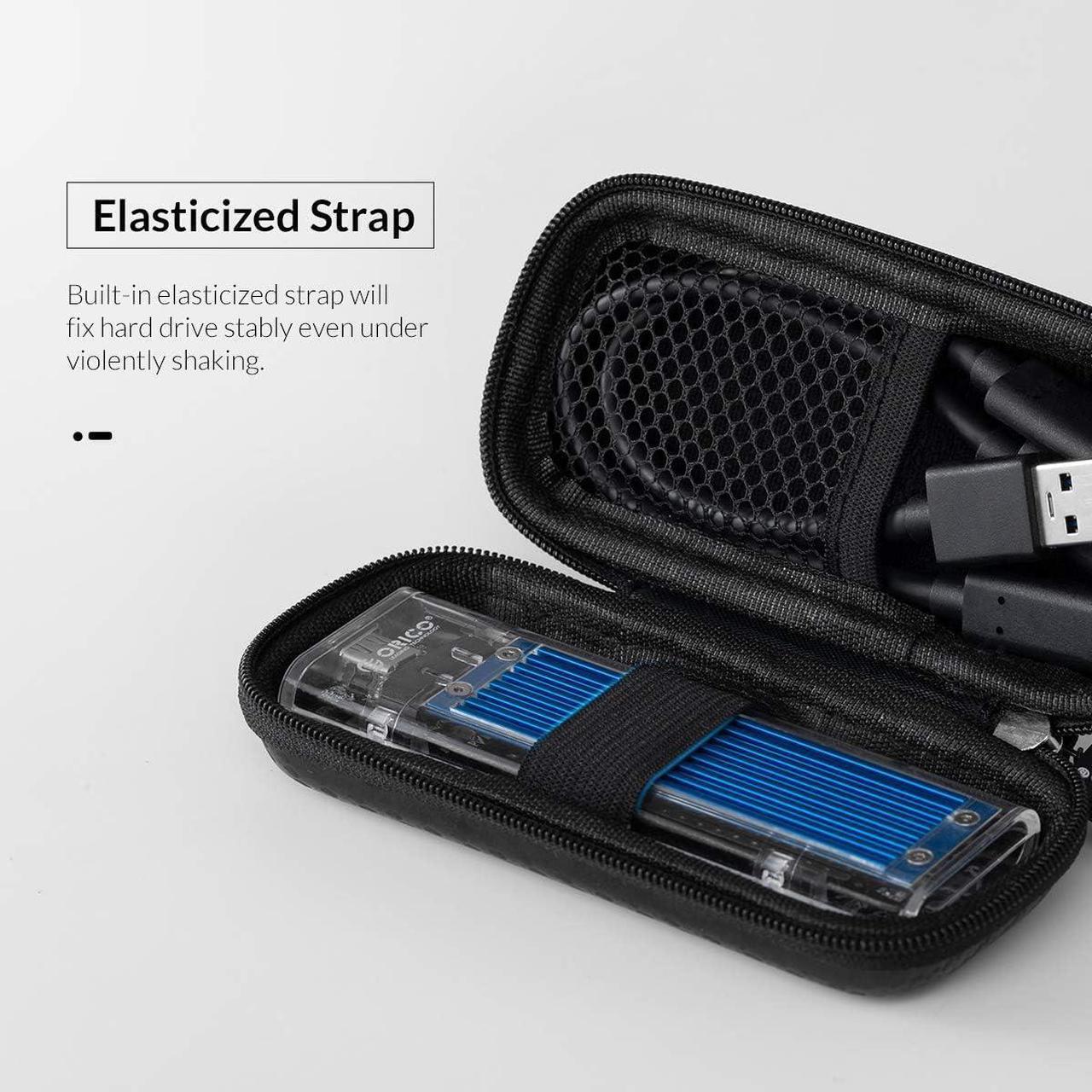 Alt view image 5 of 7 - ORICO Portable Solid State Drive Case for M.2 NVMe/SATA SSD Enclosure, Shockproof EVA Carrying Case for SD Memory Cards, Charger, Data Cable,Earphone and More-M2PH01