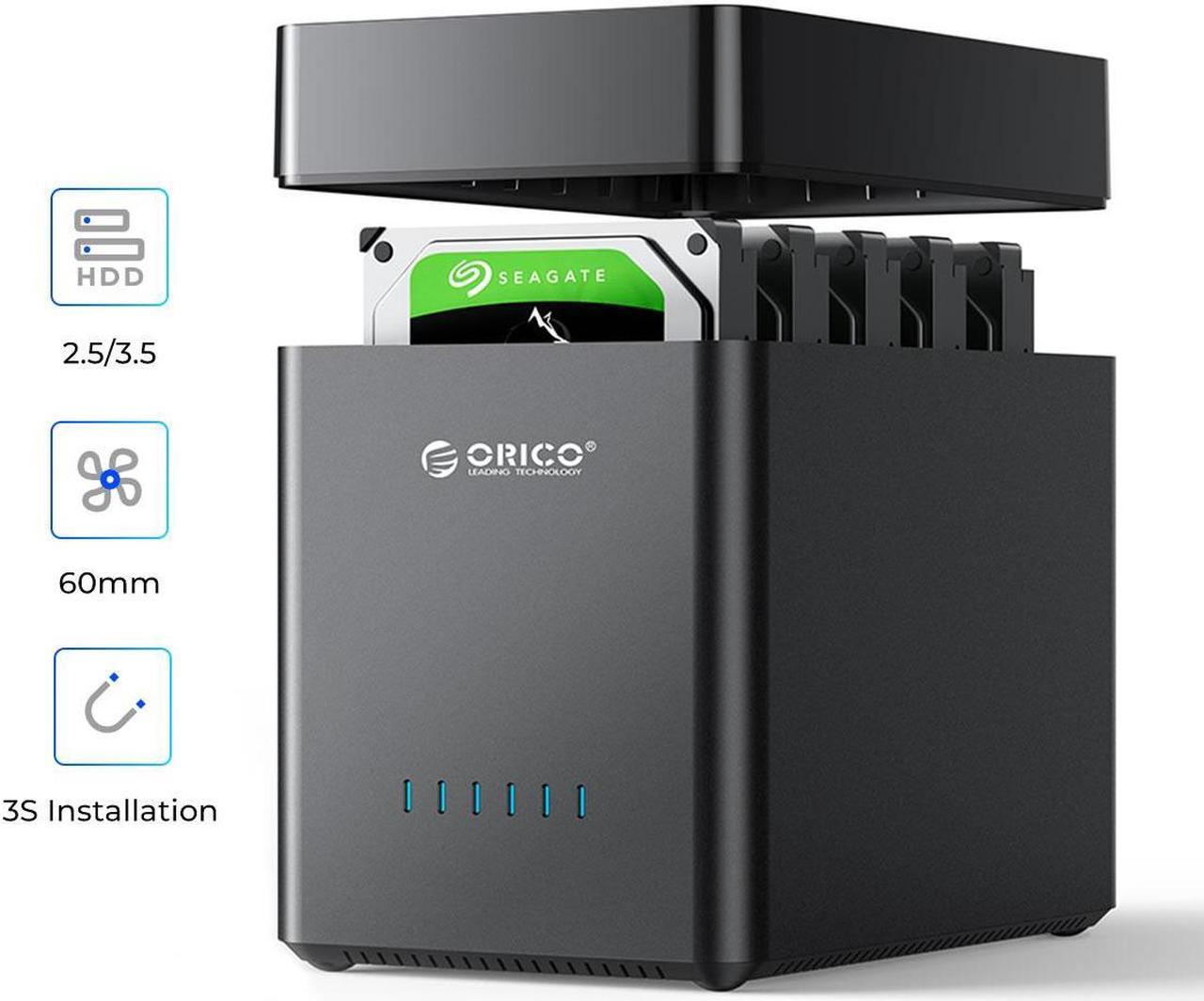 Main image of ORICO 5 Bay Hard Drive Enclosure 3.5inch USB 3.0 to SATA Magnetic Tool-Free External SSD HDD Docking Station Case with Fan for Family Data Backup, Storage Expansion Up to 90TB (5x18)
