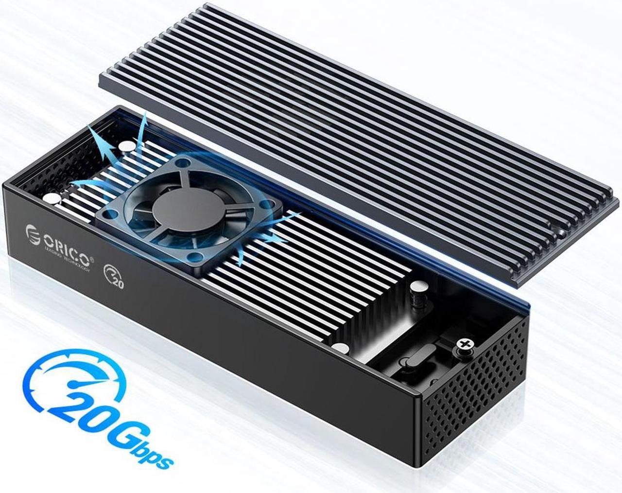 Main image of ORICO 20Gbps M.2 NVMe SSD Enclosure Adapter, USB3.2 Gen2 X2 Type-C to NVMe PCI-E M-Key Solid State Drive Built-in Fan Aluminum External Case for SSD Size 2230/2242/2260/2280(M2PVC3-G20, Grey)