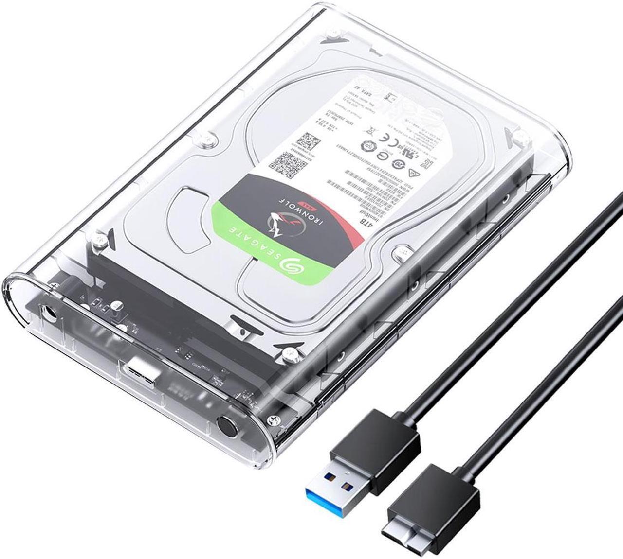 Main image of ORICO Transparent 3.5 inch HDD Enclosure External Hard Drive Disk Case for 2.5" 3.5" SATA HDD and SSD Tool Free [ Support UASP and 16TB Drives ]