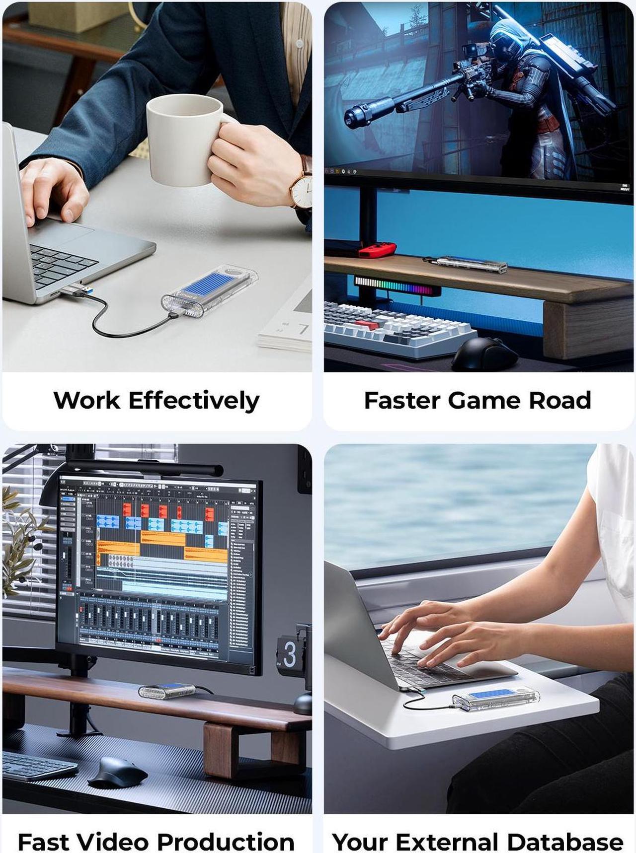 Alt view image 6 of 7 - ORICO 40Gbps M.2 NVMe SSD Enclosure & Built-in Cooling Fan, Tool-Free External SSD Enclosure M.2 SSD Case, Support 2230 2242 2260 2280(only M Key), Compatible with Thunderbolt 3/4 USB4/3.2/3.1/3.0/2.0