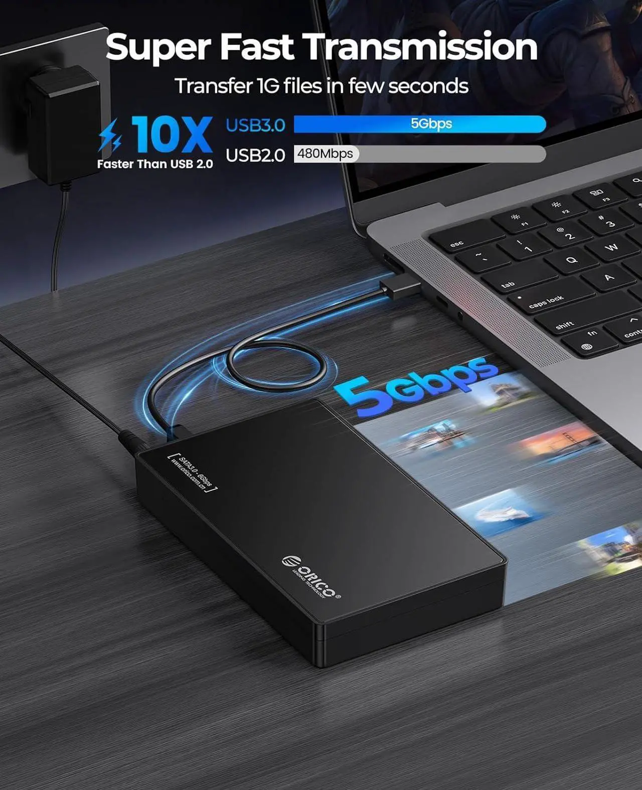 Alt view image 3 of 7 - ORICO USB 3.0 External Hard Drive Enclosure for 3.5/2.5 Inch SATA Hard Drives/SSD Up to 20 TB, 3.5'' Tool-Free HDD Enclosure with 12V/2A Power Supply and UASP Acceleration (3588US3)