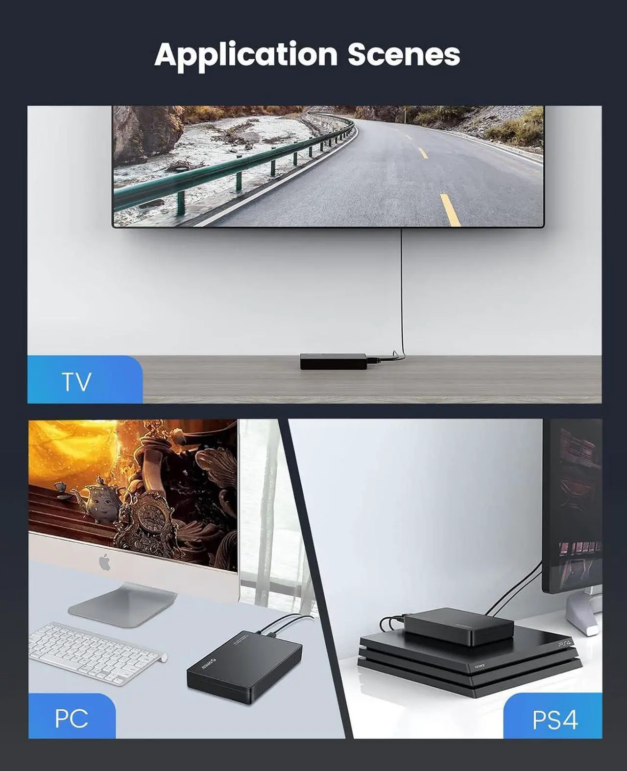 Alt view image 7 of 7 - ORICO USB 3.0 External Hard Drive Enclosure for 3.5/2.5 Inch SATA Hard Drives/SSD Up to 20 TB, 3.5'' Tool-Free HDD Enclosure with 12V/2A Power Supply and UASP Acceleration (3588US3)