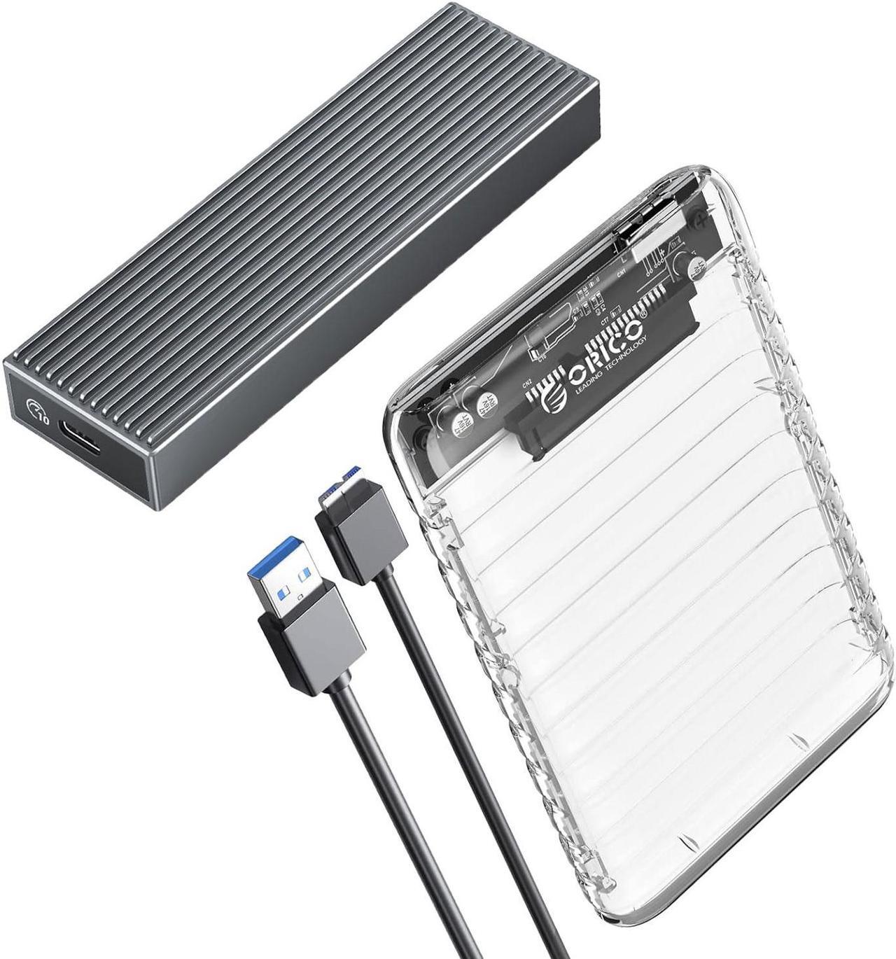 Main image of ORICO 2.5" Transparent USB 3.0 to SATA 3.0 External Hard Drive Disk Enclosure for 2.5" HDD / SSD + M.2 NVMe SSD Enclosure USB 3.2 Gen2 10Gbps Type-C for PCIE NVMe SSD Disk